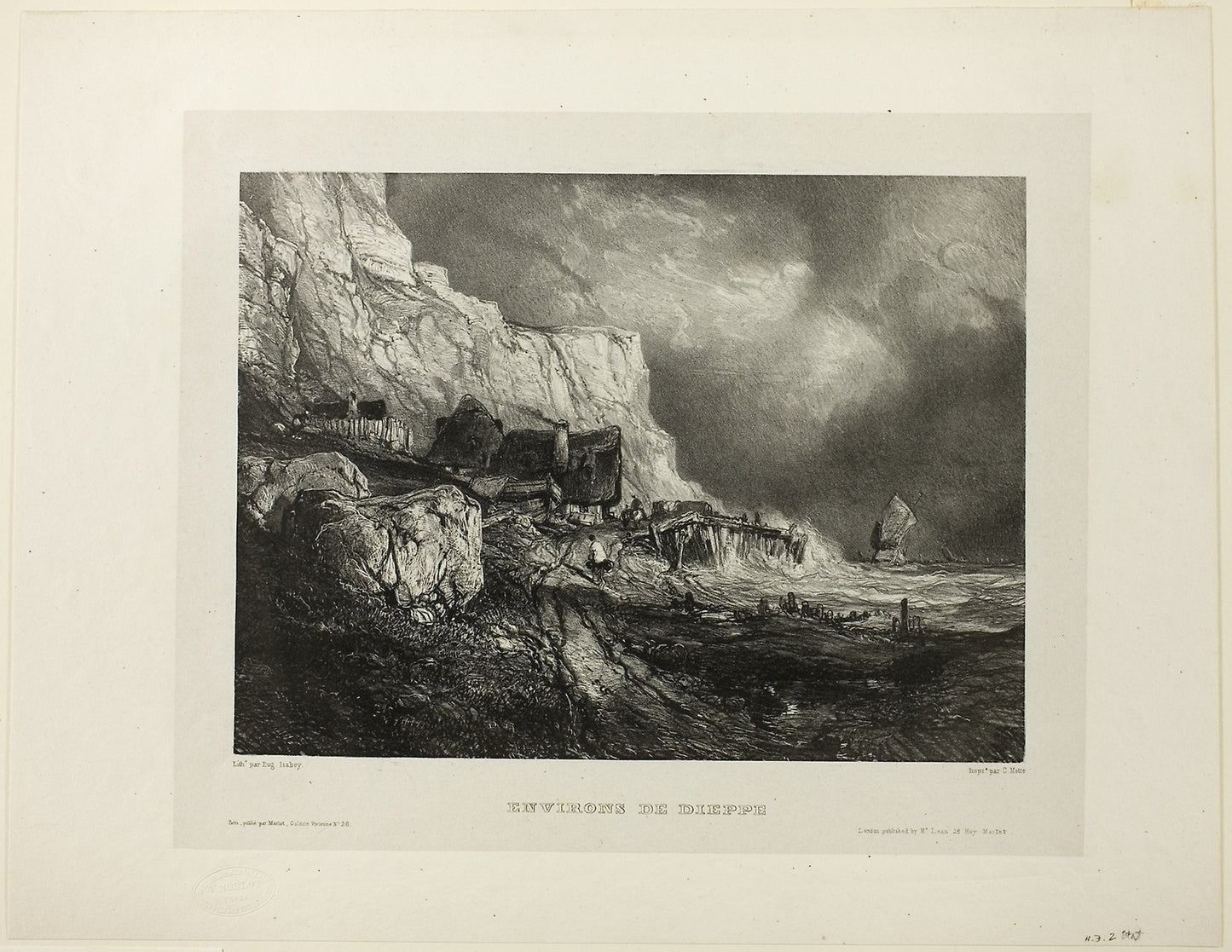 Near Dieppe, plate one from Six Marines - Eugène Isabey (French, 1803-1886), Poster Print Wall Art