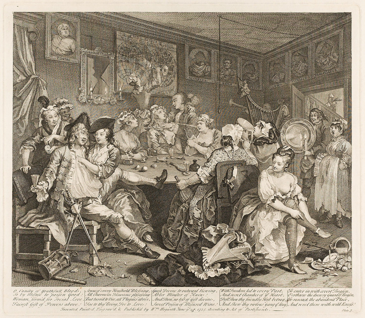 Plate Three, from A Rake's Progress: William Hogarth,16x12"(A3) Poster