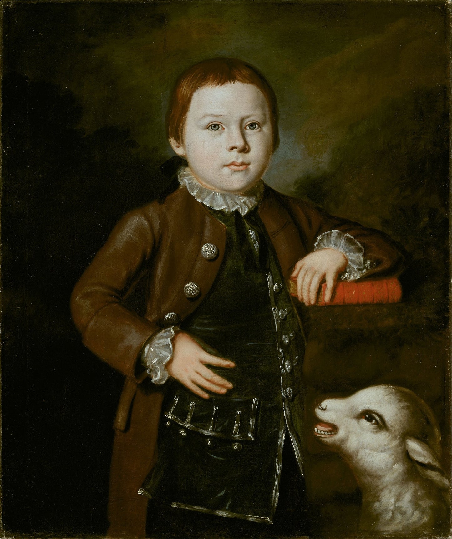 Boy of Hallett Family with Lamb - Artist unknown, Poster Print Wall Art