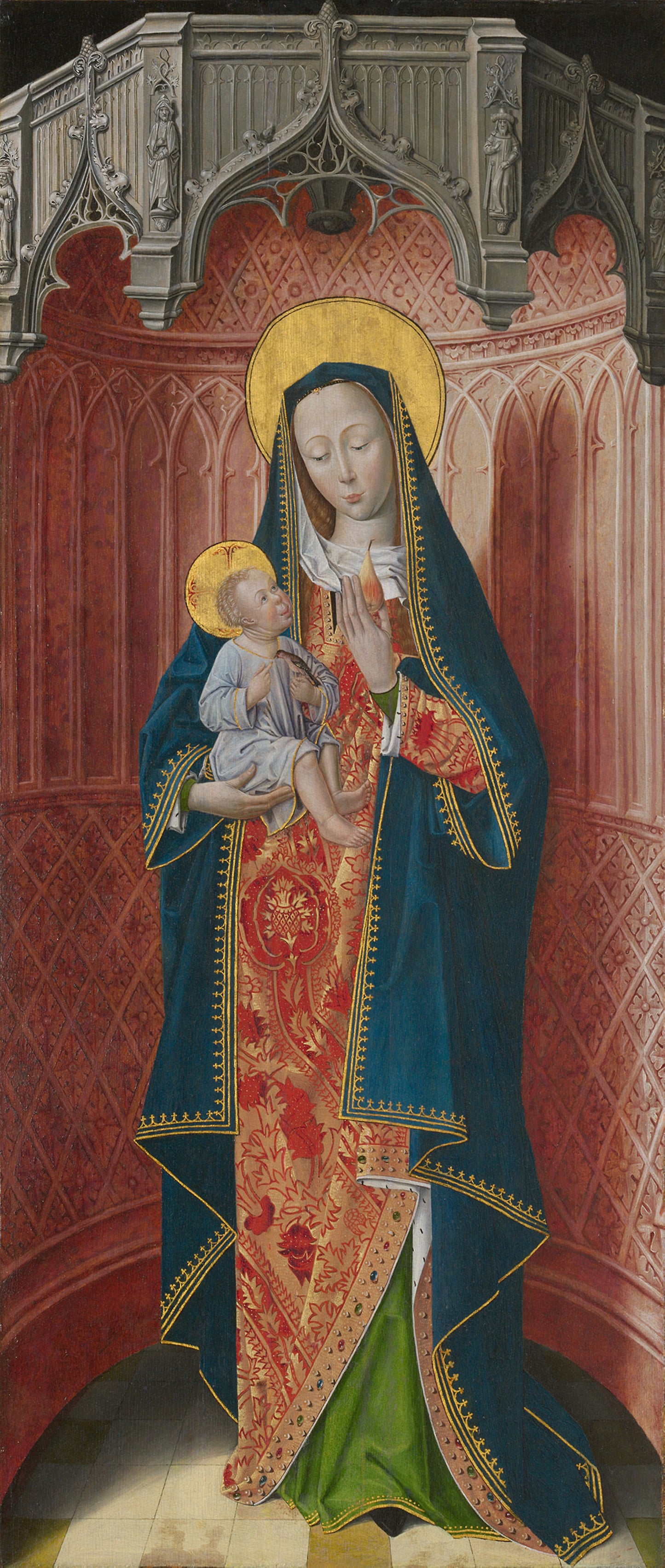 Panels from the High Altar of the Charterhouse of Saint-Honoré, Thuison-les-Abbeville - Virgin and Child - French (Picardy), Poster Print Wall Art