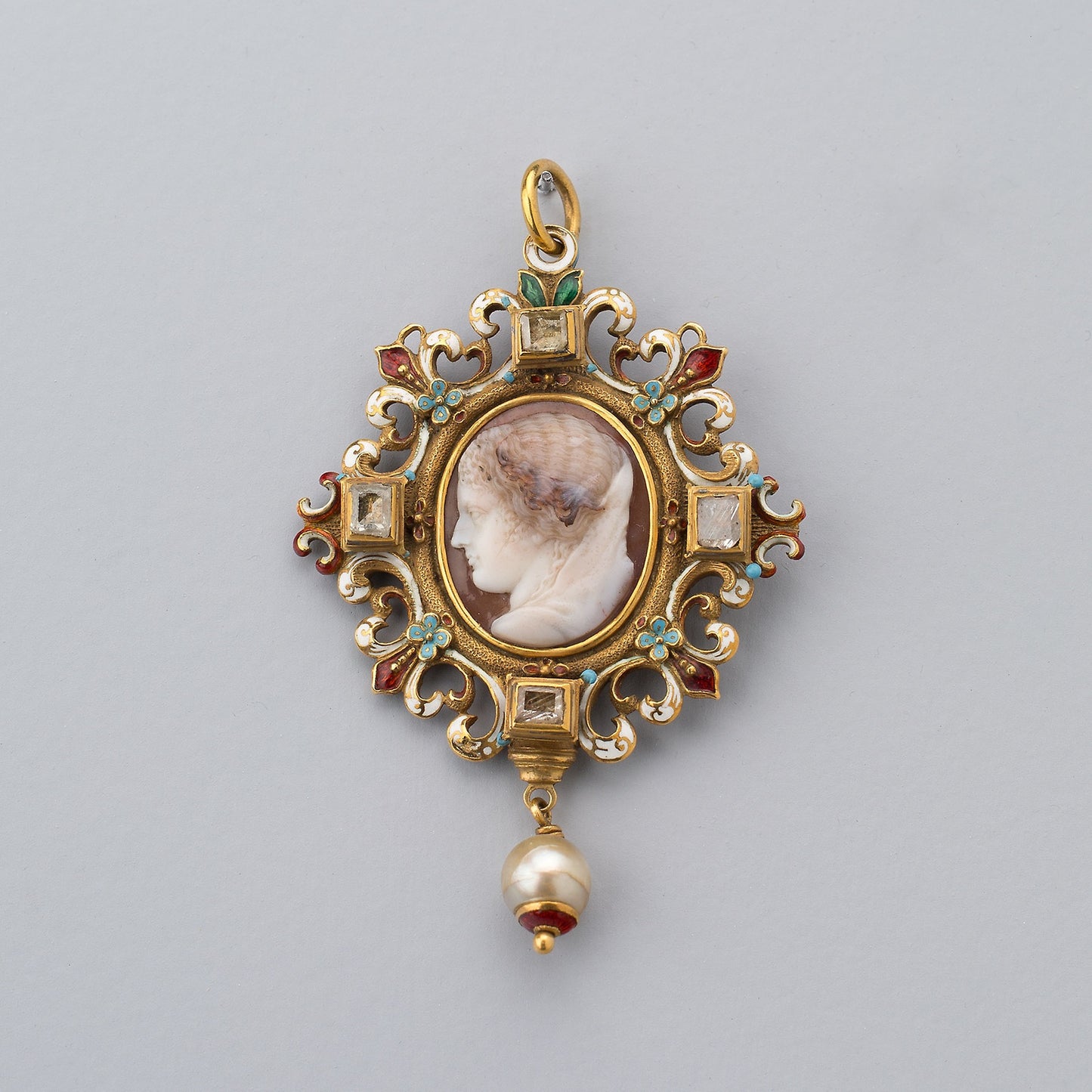 Two-Sided Pendant with Cameo showing Juno and Minerva - European, Poster Print Wall Art