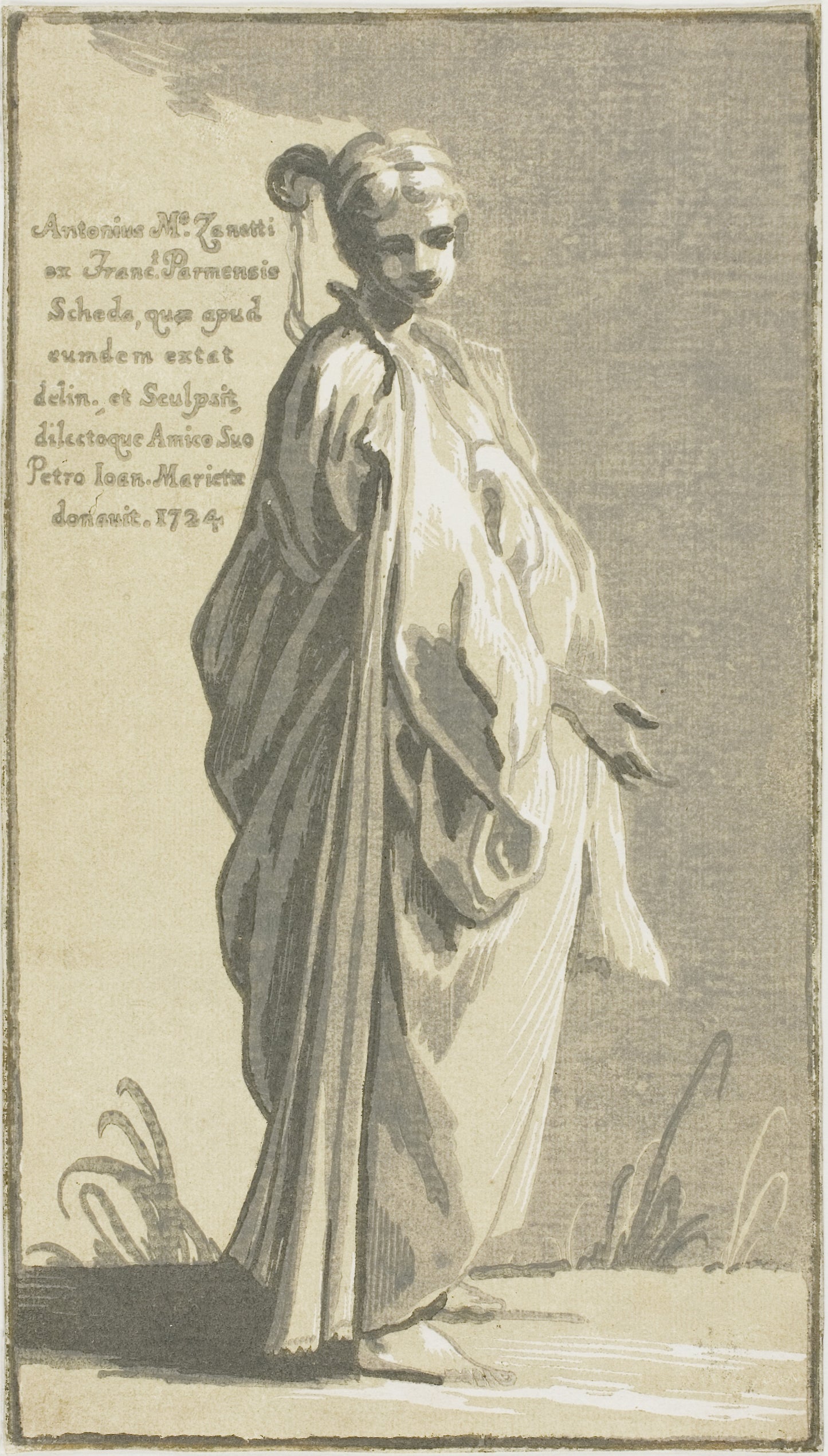 Young Woman Standing, Turned to the Right - Count Antonio Maria Zanetti, the Elder (Italian, 1679/80–1767), Poster Print Wall Art