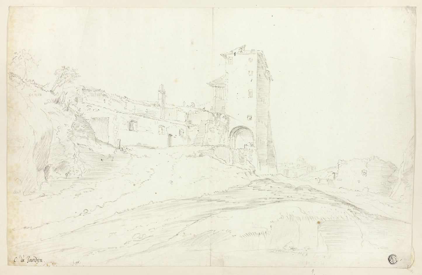 Buildings Amid Ruins in Roman Campagna - Guilliam Dujardin, Poster Print Wall Art