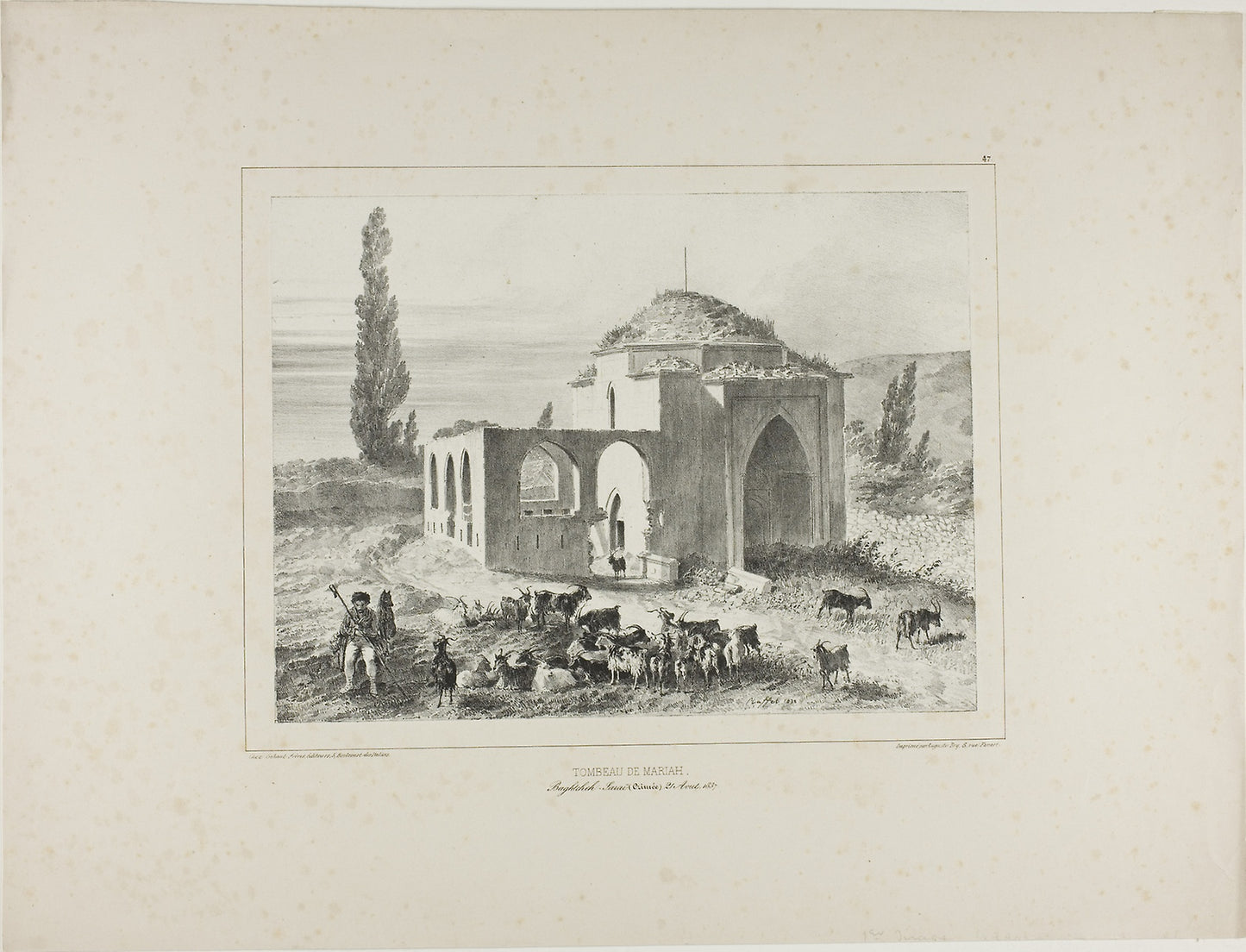 Mariah Tomb, Bachtcheh-Seraï, Crimea, August 21, 1837 - Denis Auguste Marie Raffet (French, 1804-1860), Poster Print Wall Art