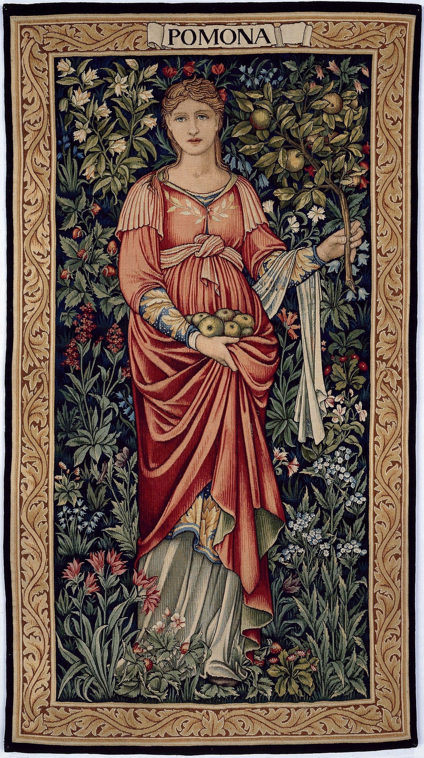Pomona (From Flora and Pomona) - After a figure design - Sir Edward Burne-Jones (English, 1833-1898) and a background design - John Henry Dearle (English, 1860-1932), Poster Print Wall Art