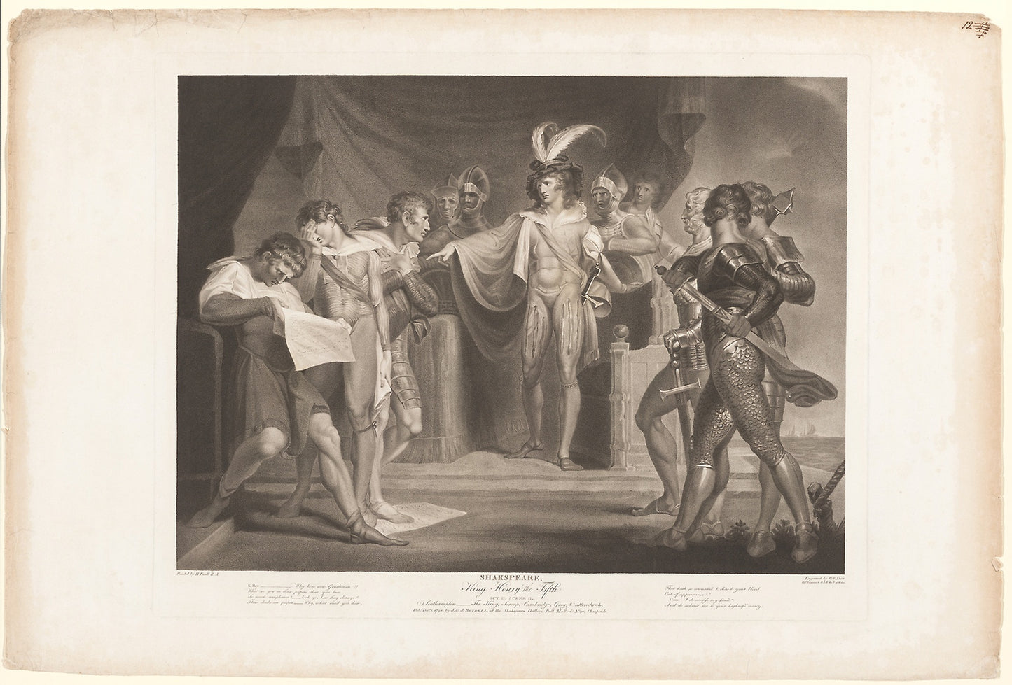 King Henry Condemning Cambridge, Scroop and Northumberland - Robert Thew (English, 1758-1802), Poster Print Wall Art