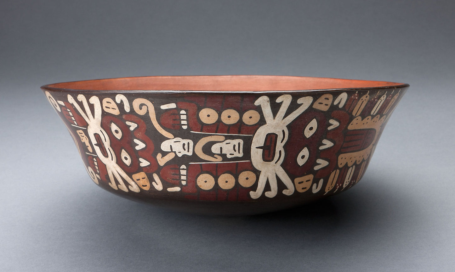 Bowl Depicting Costumed Ritual Peformers in Horizontal Row - Nazca, Poster Print Wall Art