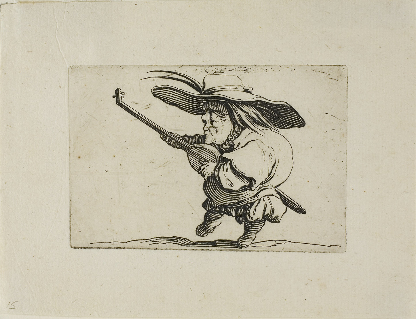 The Lute Player, from Varie Figure Gobbi - Jacques Callot, Poster Print Wall Art