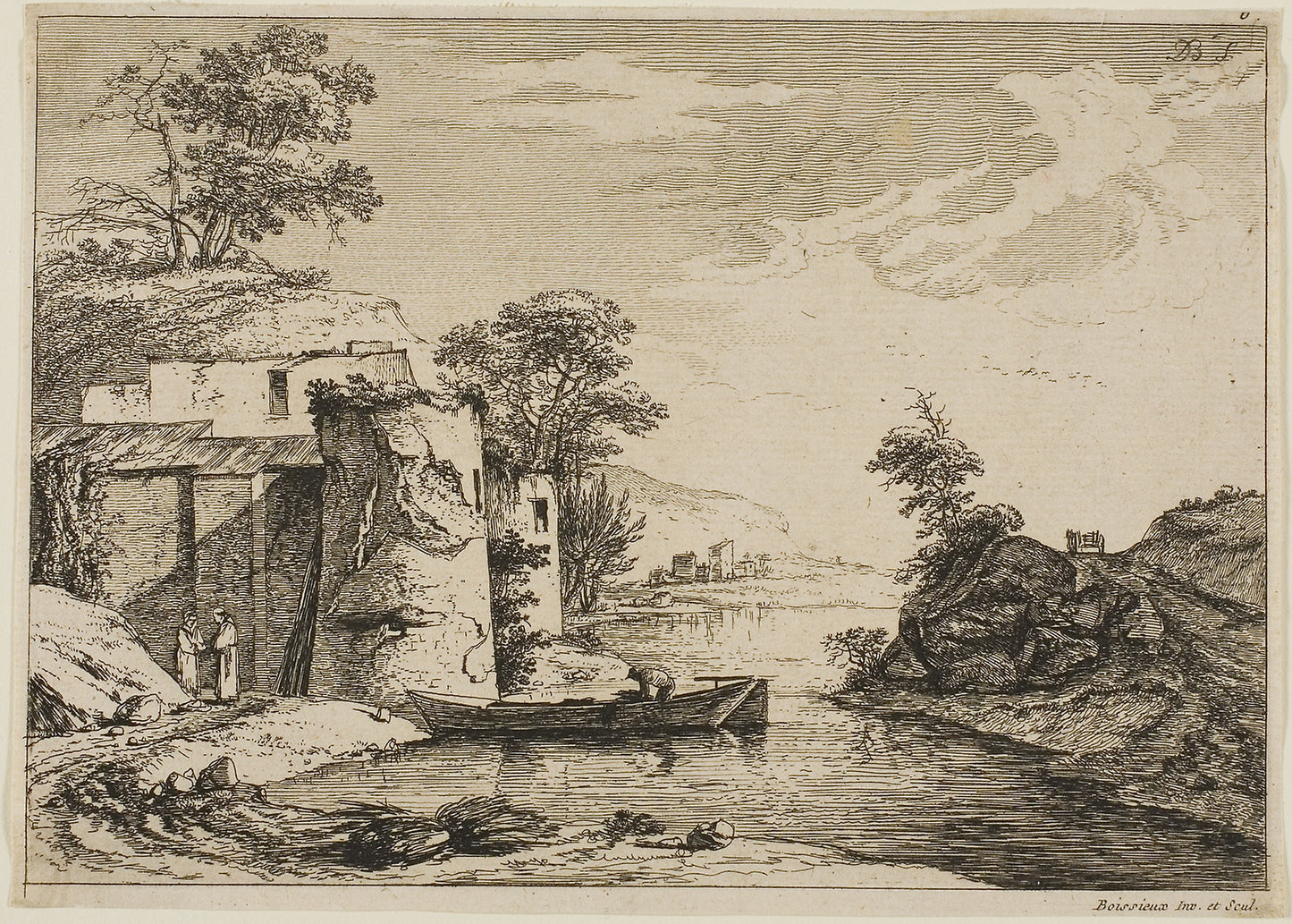 The Old Tower at the Edge of a River - Jean Jacques de Boissieu, Poster Print Wall Art