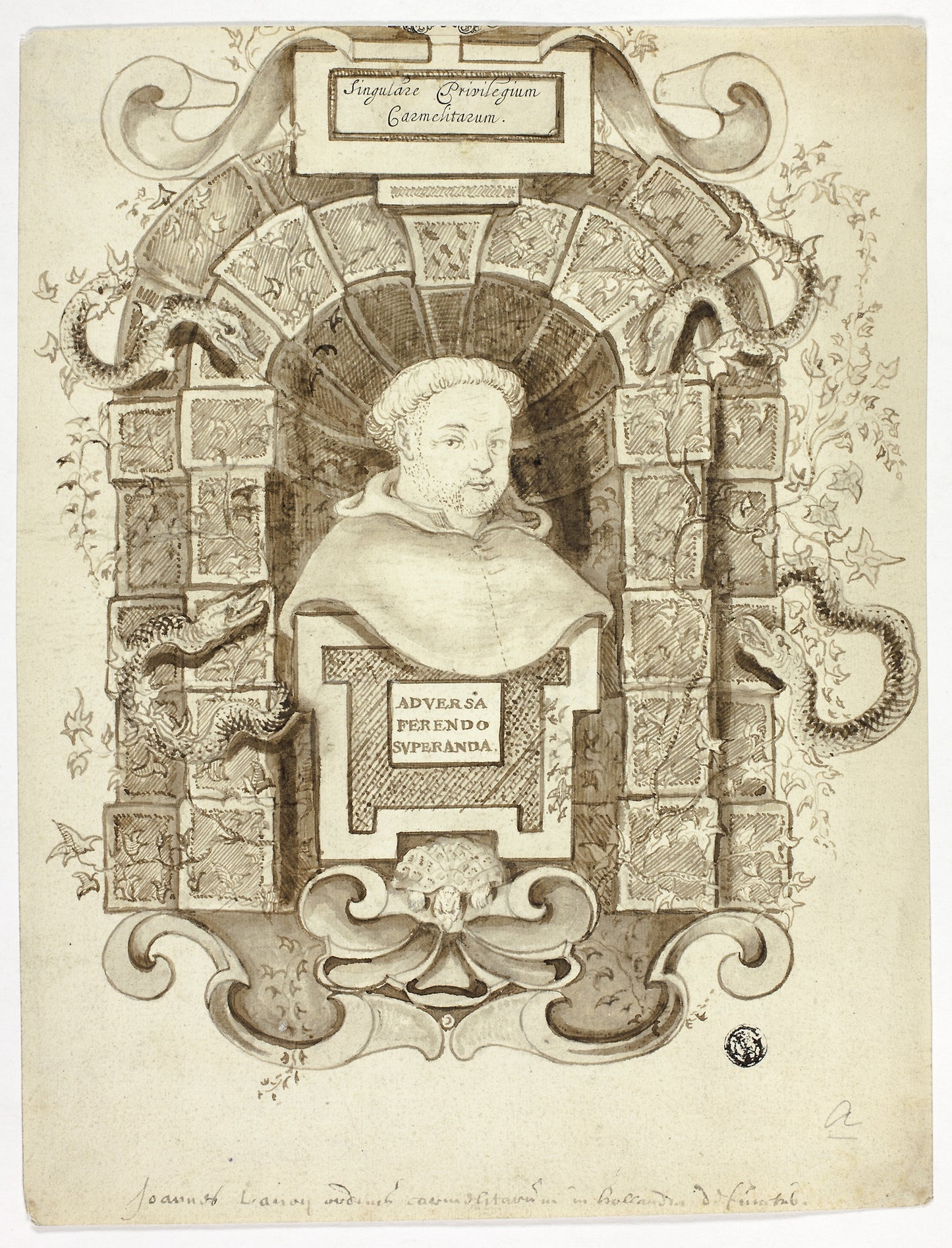 Bust Portrait of Carmelite Monk in Niche - Johannes Lanoy, Poster Print Wall Art