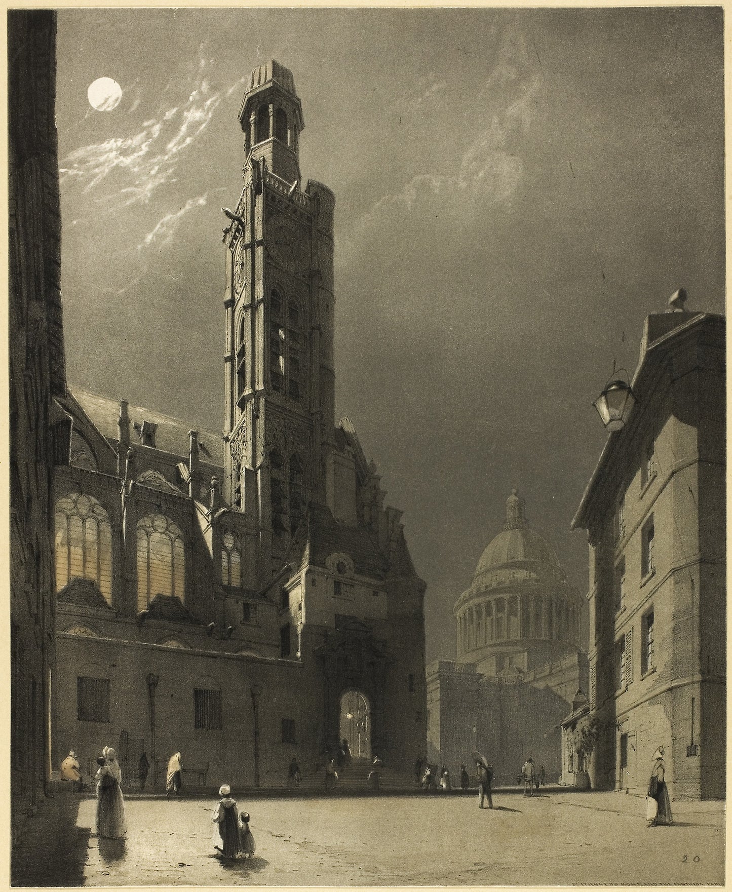 St. Etienne du Mont and the Pantheon, Paris - Thomas Shotter Boys (English, 1803-1874), Poster Print Wall Art