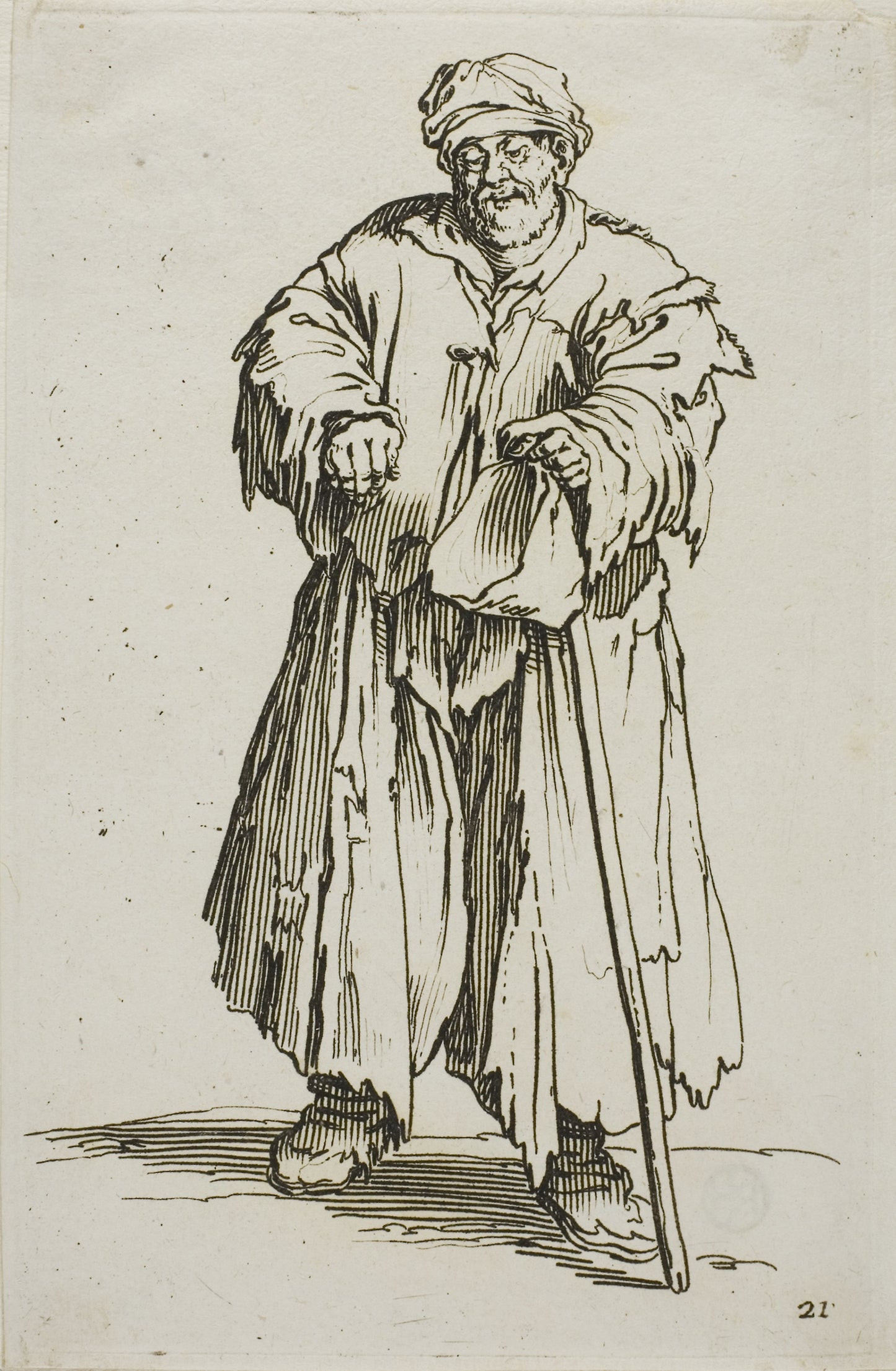 The Obese Beggar with Lowered Eyes, plate 21 from The Beggars - Jacques Callot, Poster Print Wall Art