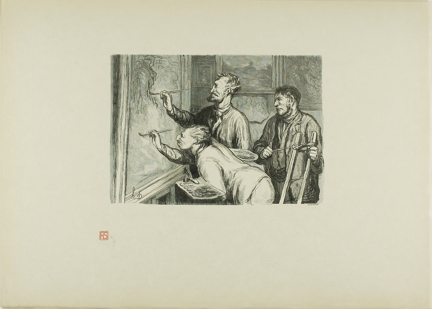 The Paintings Exhibition of 1868 - Giving it the last touch - Etienne (French, 19th century), Poster Print Wall Art