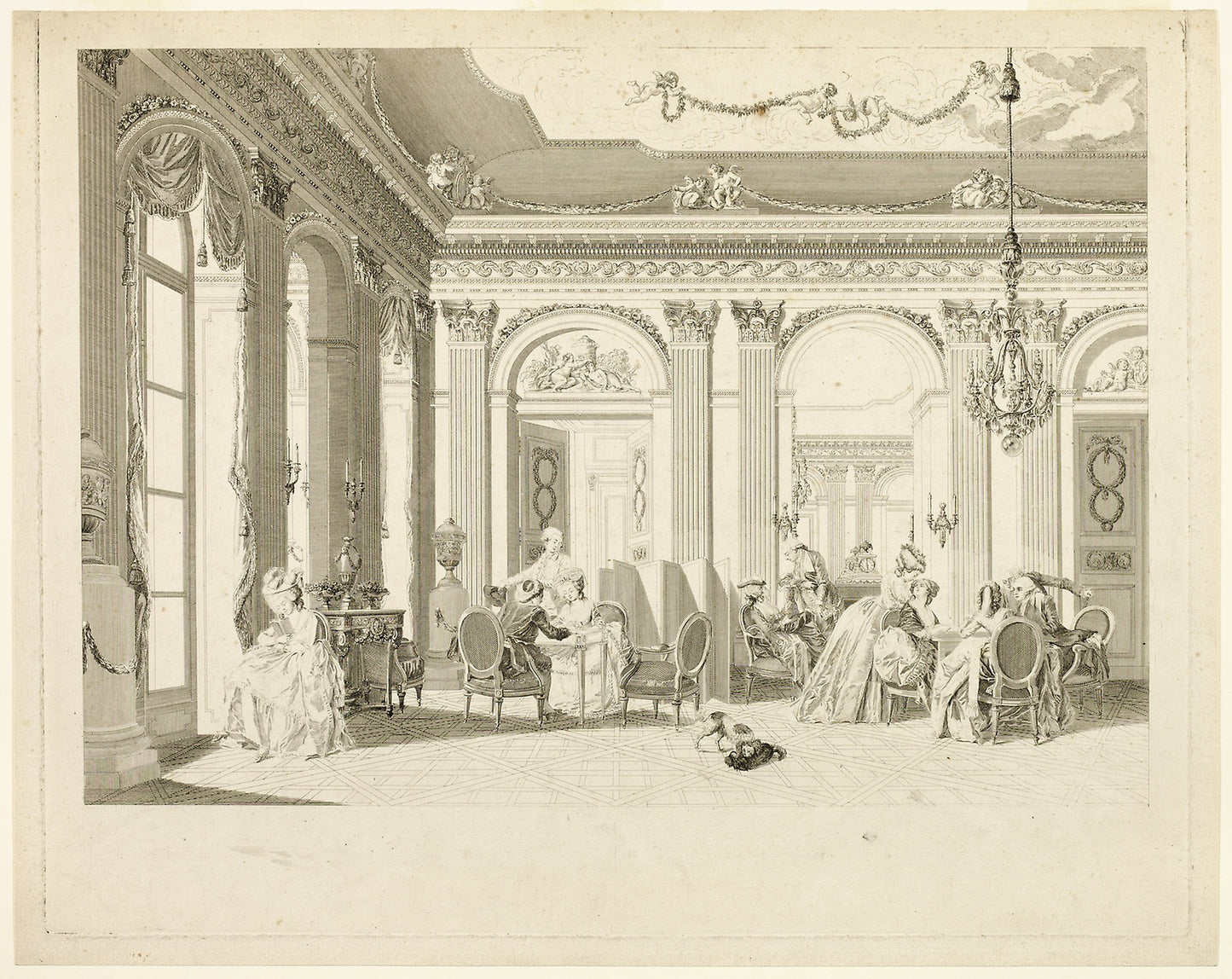The Drawing Room - François Dequevauviller (French, 1745-1807), Poster Print Wall Art