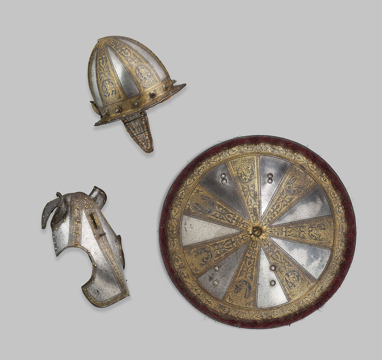 Infantry Garniture of a Target (Shield) and Pointed Morion - North Italian; Milan, Poster Print Wall Art