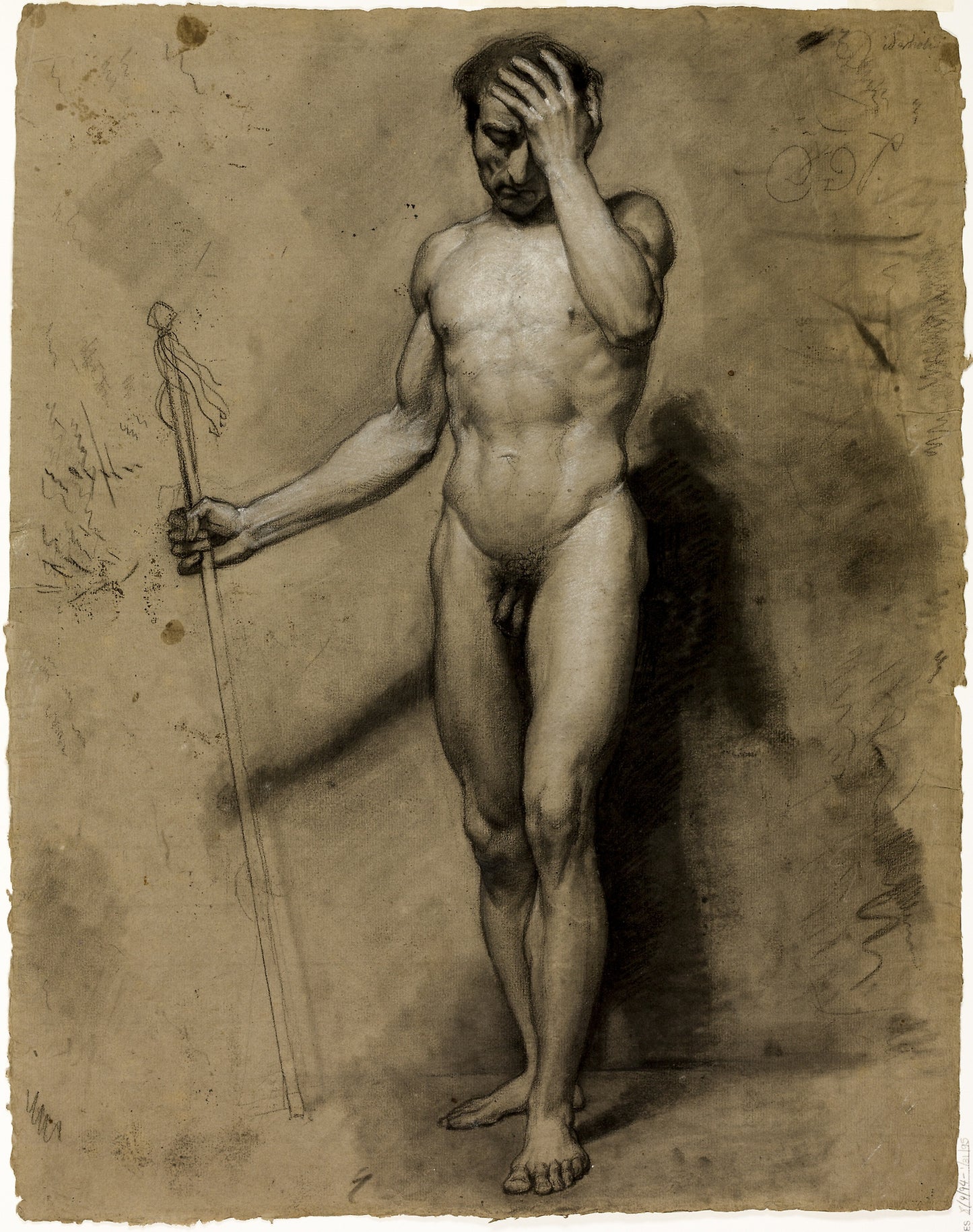 Standing Male Nude (recto); Classical Head (verso): Paul Emile Detouche,16x12"(A3) Poster