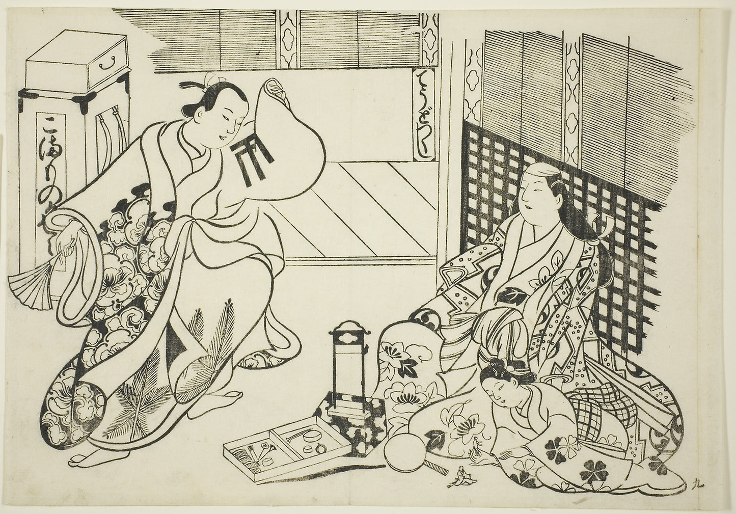 All Kinds of Household Items (Chodo zukushi), from the series "Famous Scenes from Japanese Puppet Plays (Yamato irotake)" - Okumura Masanobu , Poster Print Wall Art