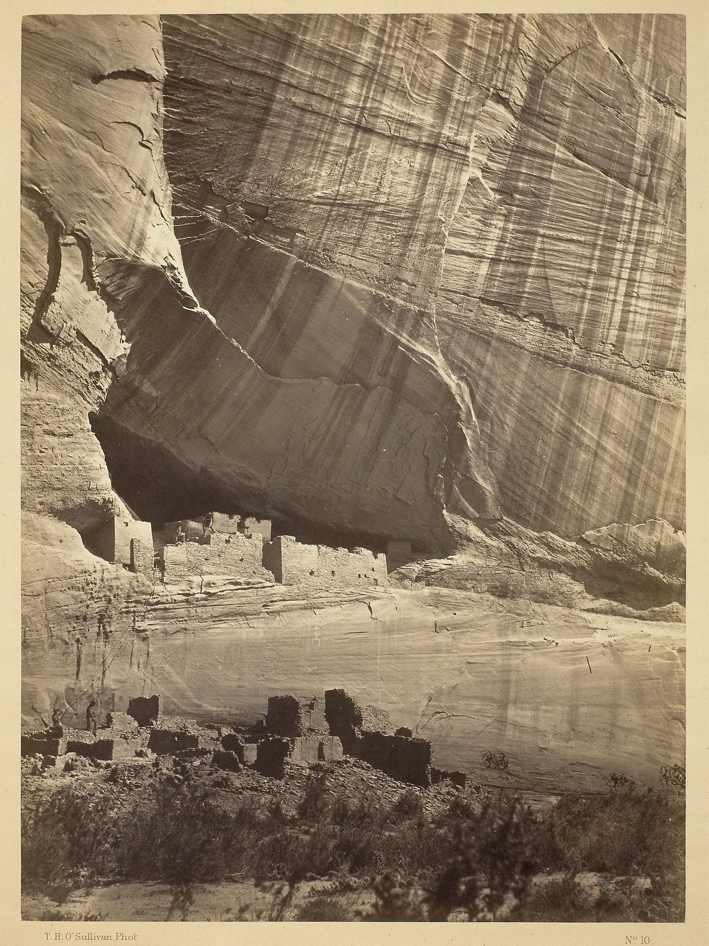 Ancient Ruins in the Cañon de Chelle, N.M. In a niche 50 feet above present Cañon bed. - Timothy O'Sullivan, Poster Print Wall Art