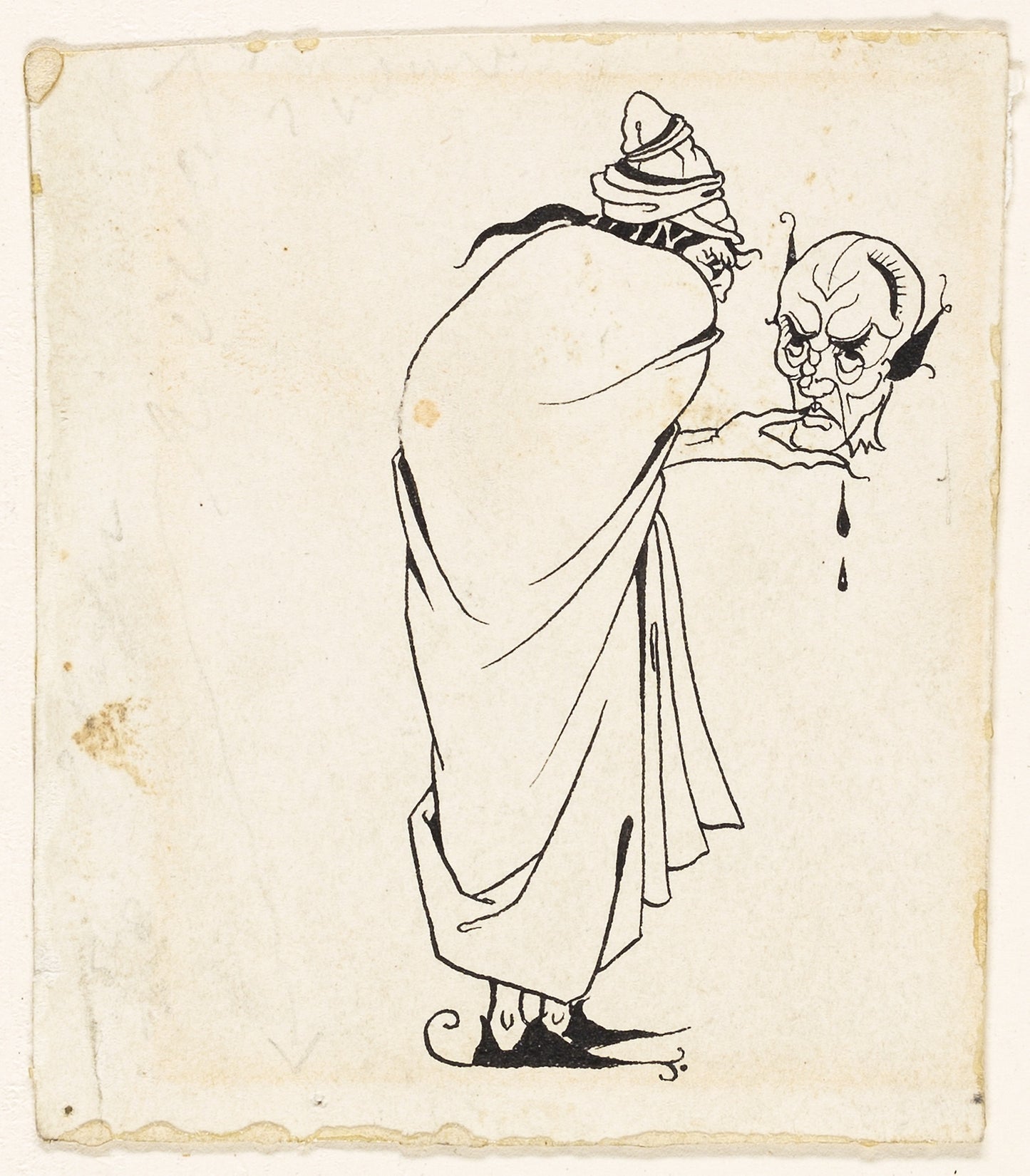 Man with Skull - Aubrey Vincent Beardsley, Poster Print Wall Art