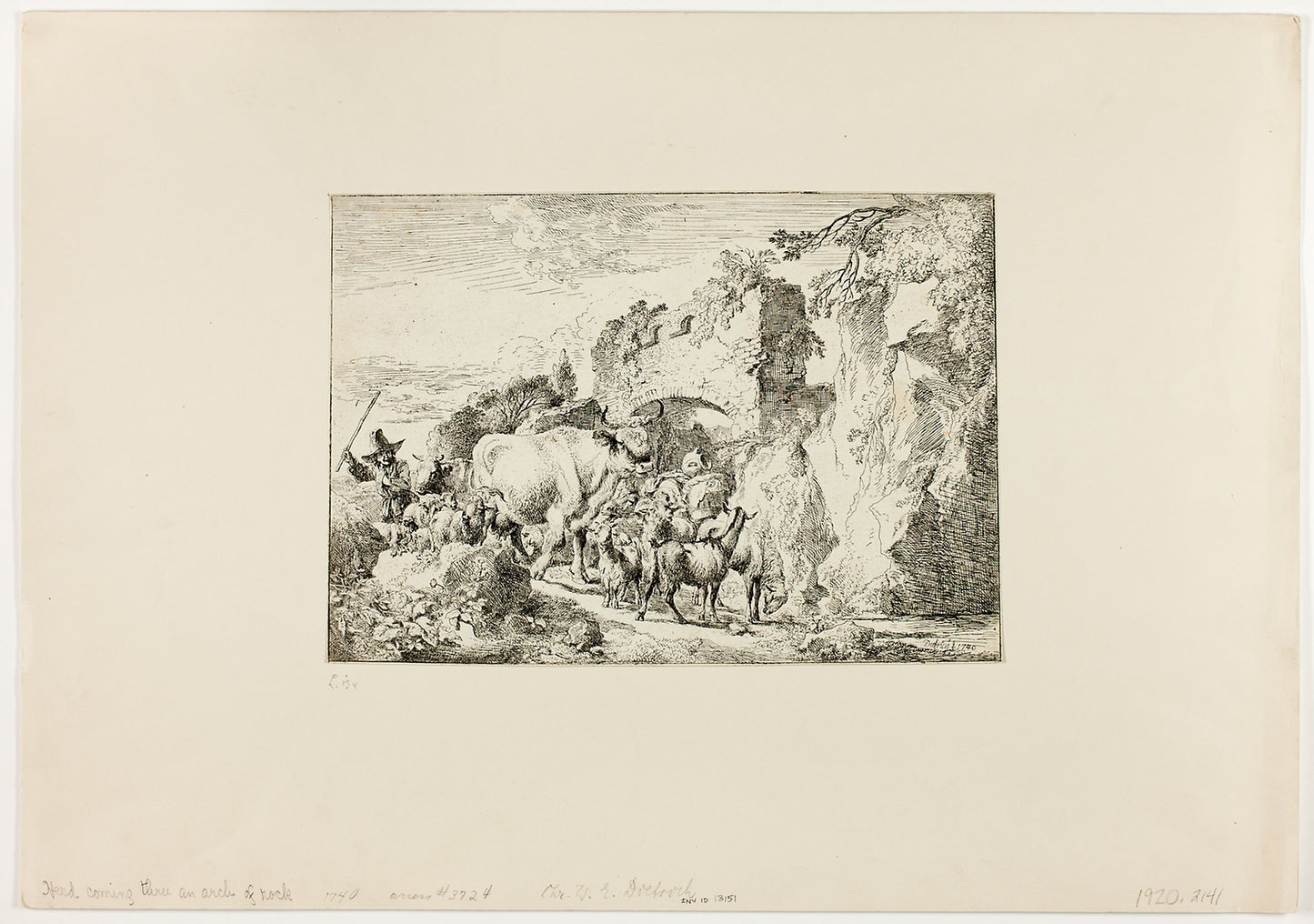 Herd Coming through an Arch of Rock - Christian Wilhelm Ernst Dietrich, Poster Print Wall Art