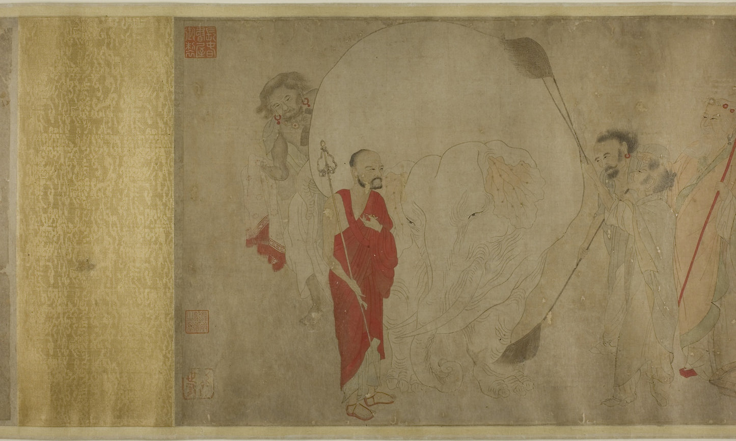 Washing the White Elephant - Artist unknown (after Zhang Sengyao or Qian Xuan), Poster Print Wall Art