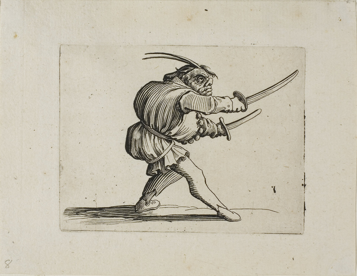 The Duelist with Two Swords, from Varie Figure Gobbi - Jacques Callot, Poster Print Wall Art