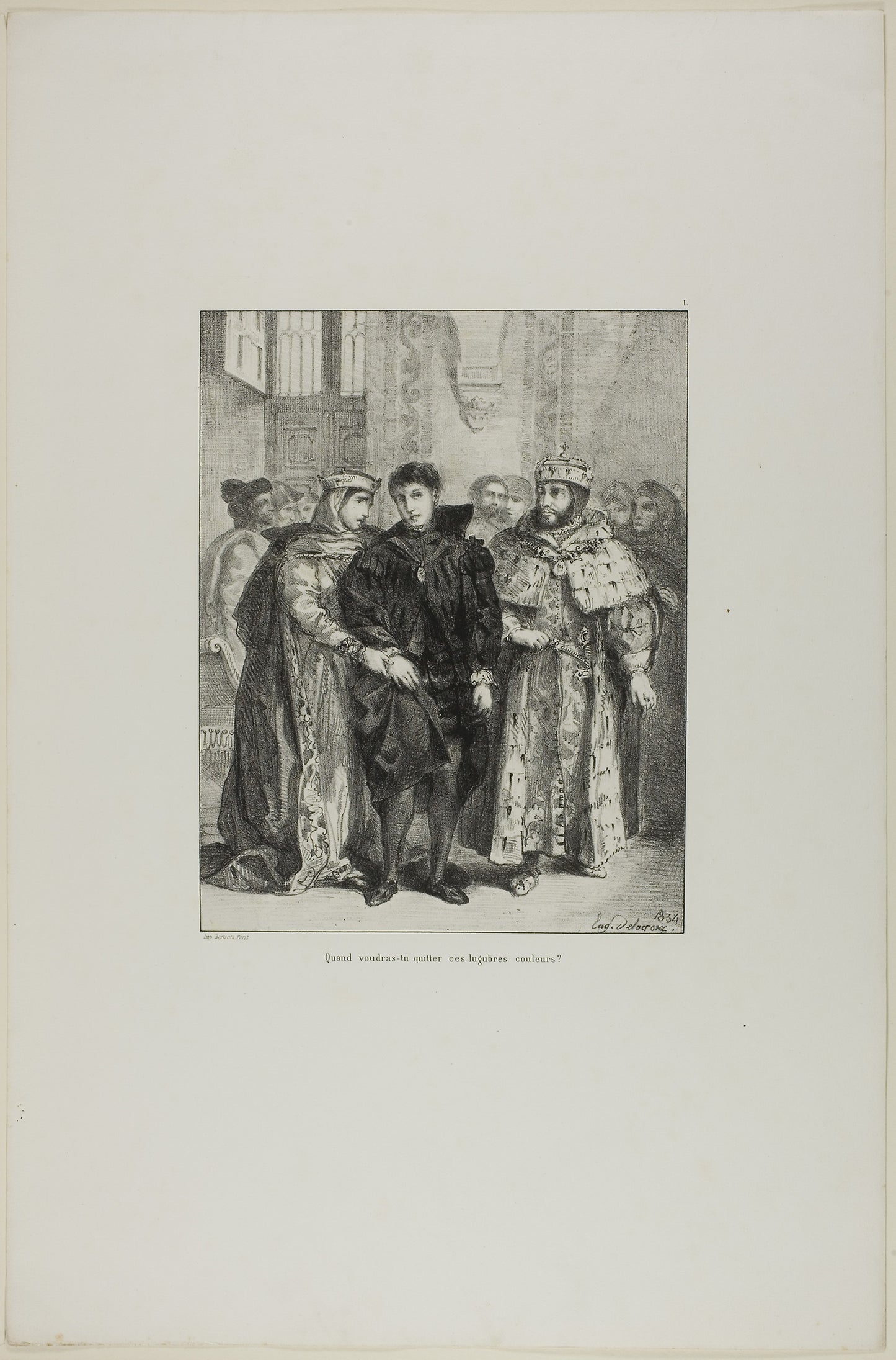 Hamlet and the Queen, plate 1 from Hamlet - Eugène Delacroix, Poster Print Wall Art