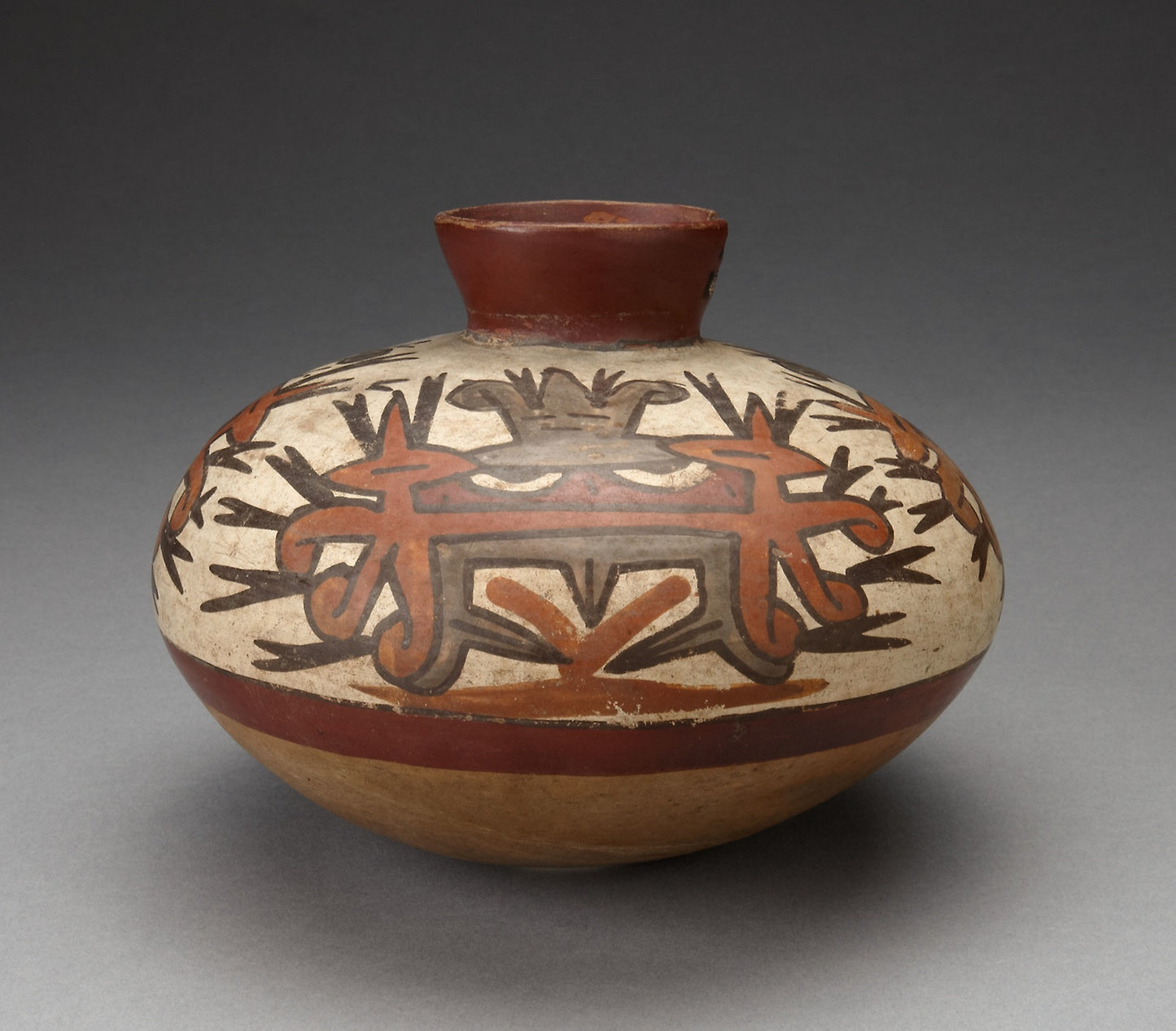 Jar with Small Neck Depicting Abstract Face of Masked Figure - Nazca, Poster Print Wall Art