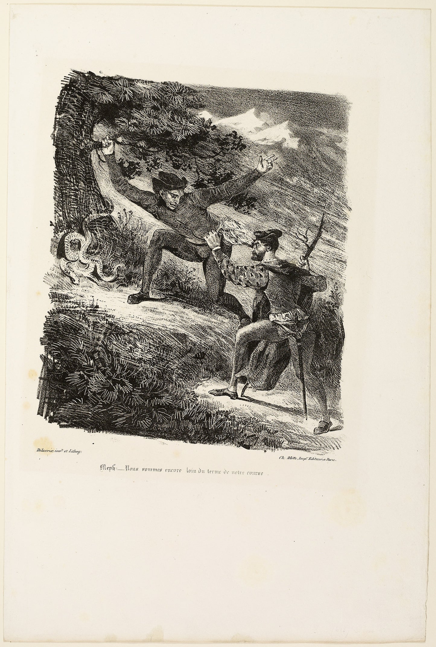 Faust and Mephistopheles in the Harz Mountains, from Faust - Eugène Delacroix, Poster Print Wall Art