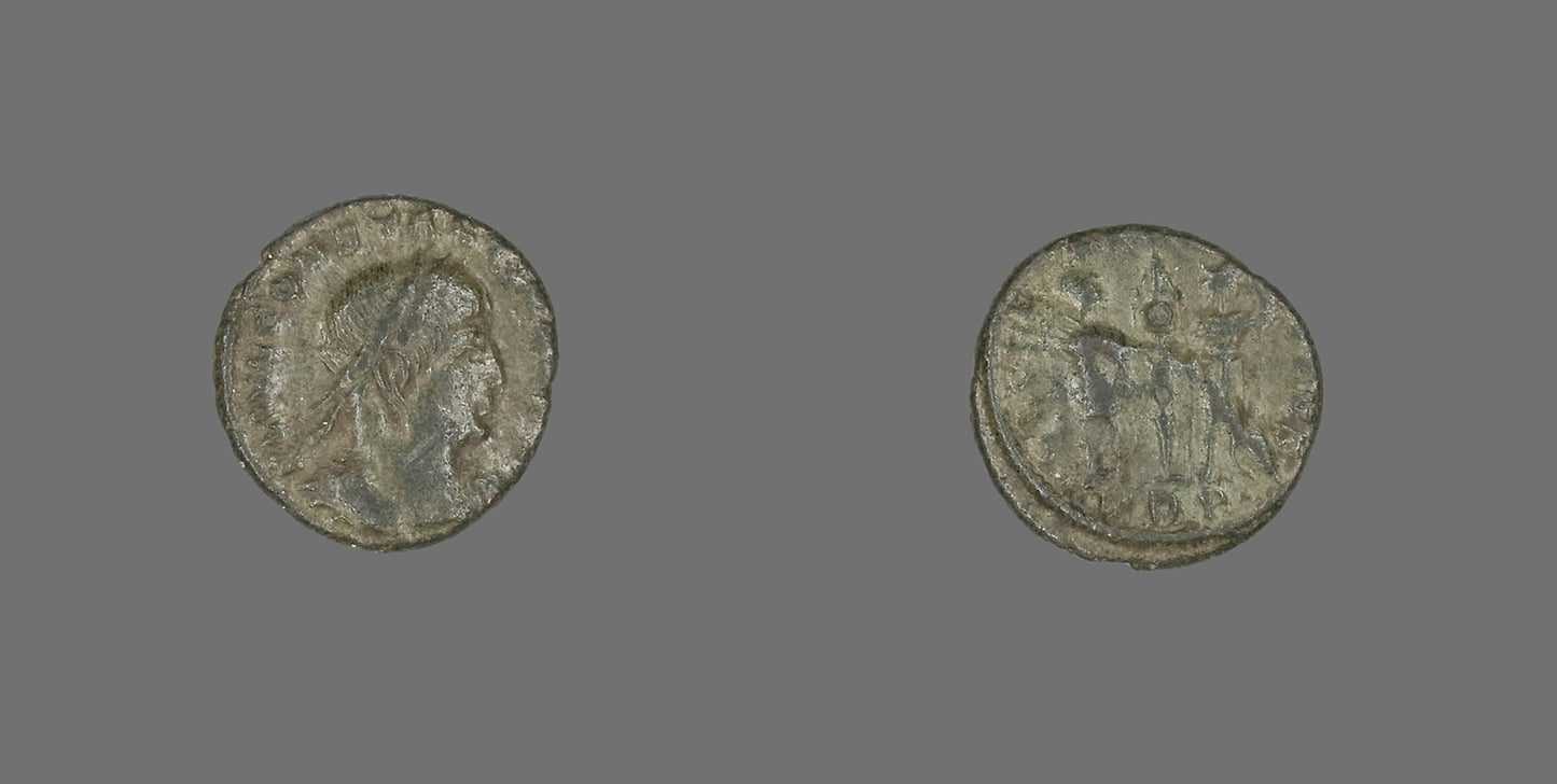Coin Portraying Emperor Constantius II - Roman, minted in Trier, Poster Print Wall Art