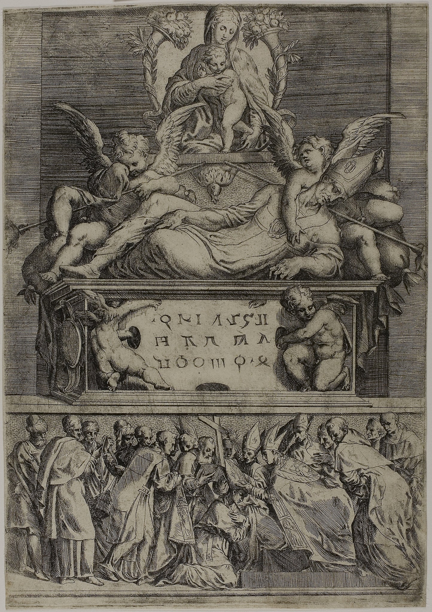 The Tomb of a Bishop - Battista dell' Angolo del Moro (Italian, c.1515-c.1573), Poster Print Wall Art