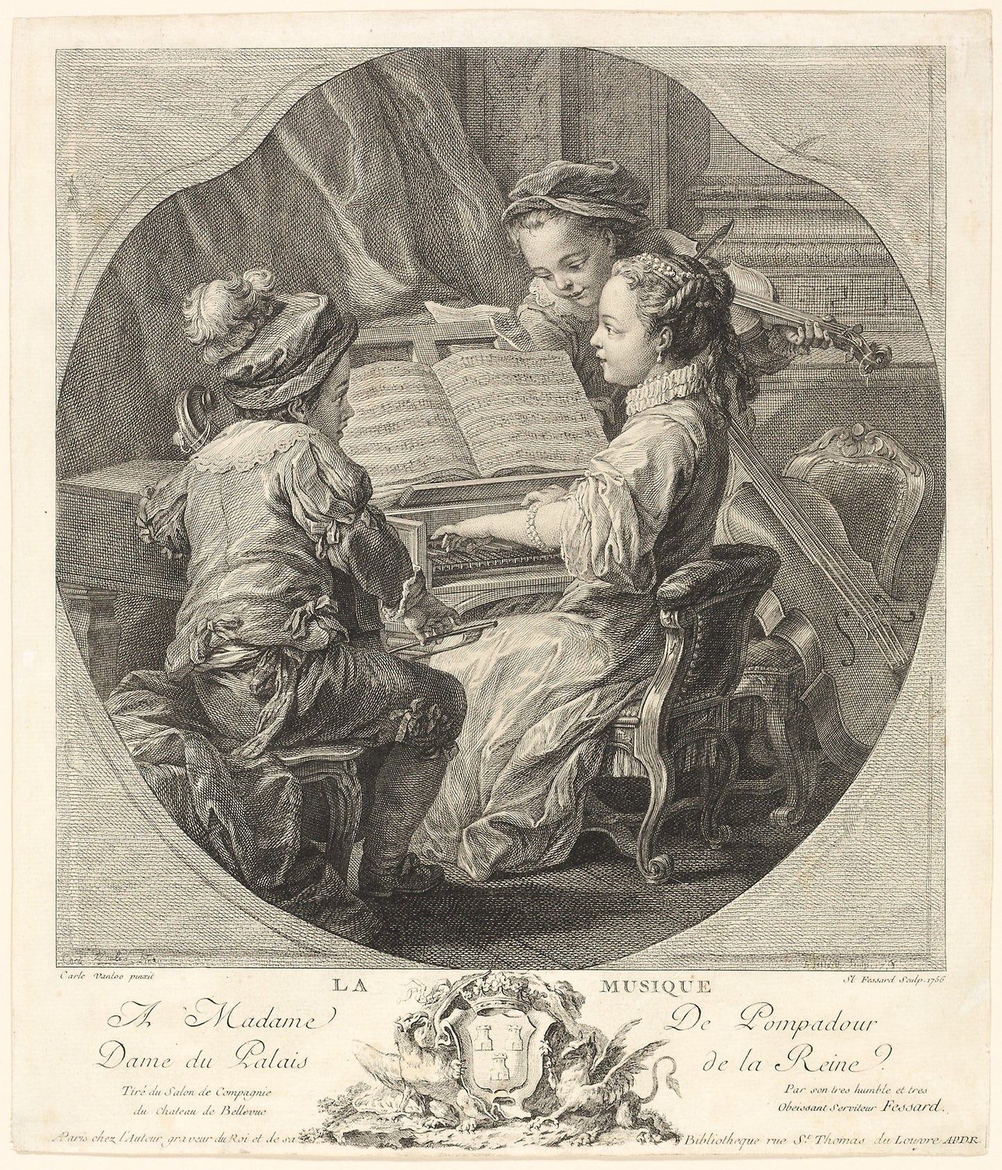 Allegory of Music - Etienne Fessard (French, 1714-1777), Poster Print Wall Art