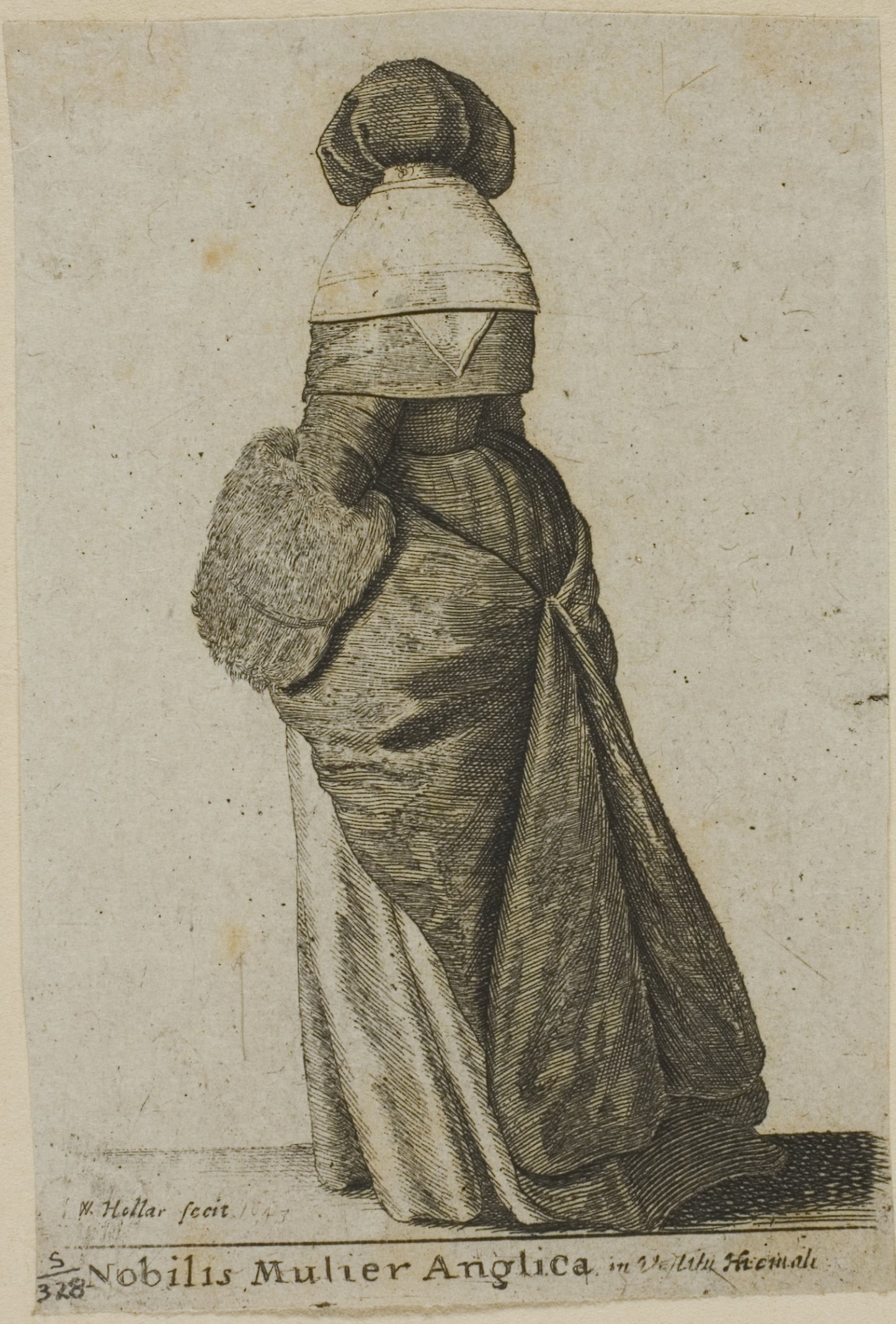 English Noblewoman in Winter Clothing - Wenceslaus Hollar, Poster Print Wall Art