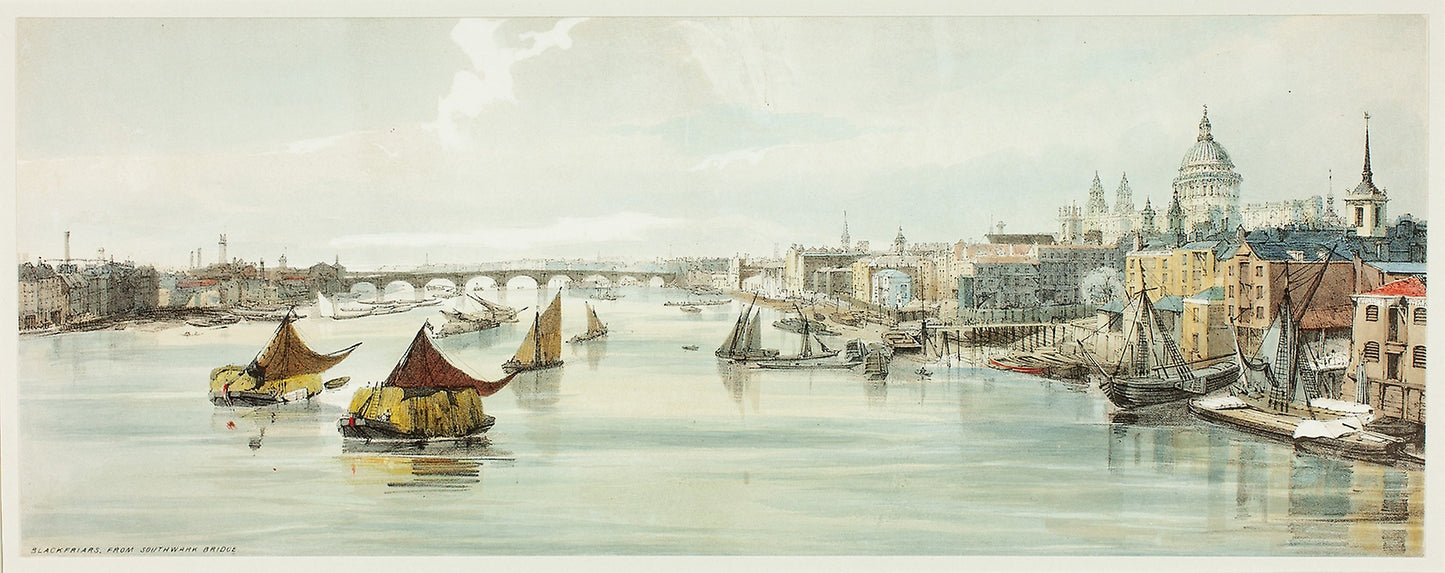 Blackfriars, from Southwark Bridge, plate six from Original Views of London as It Is - Thomas Shotter Boys (English, 1803-1874), Poster Print Wall Art