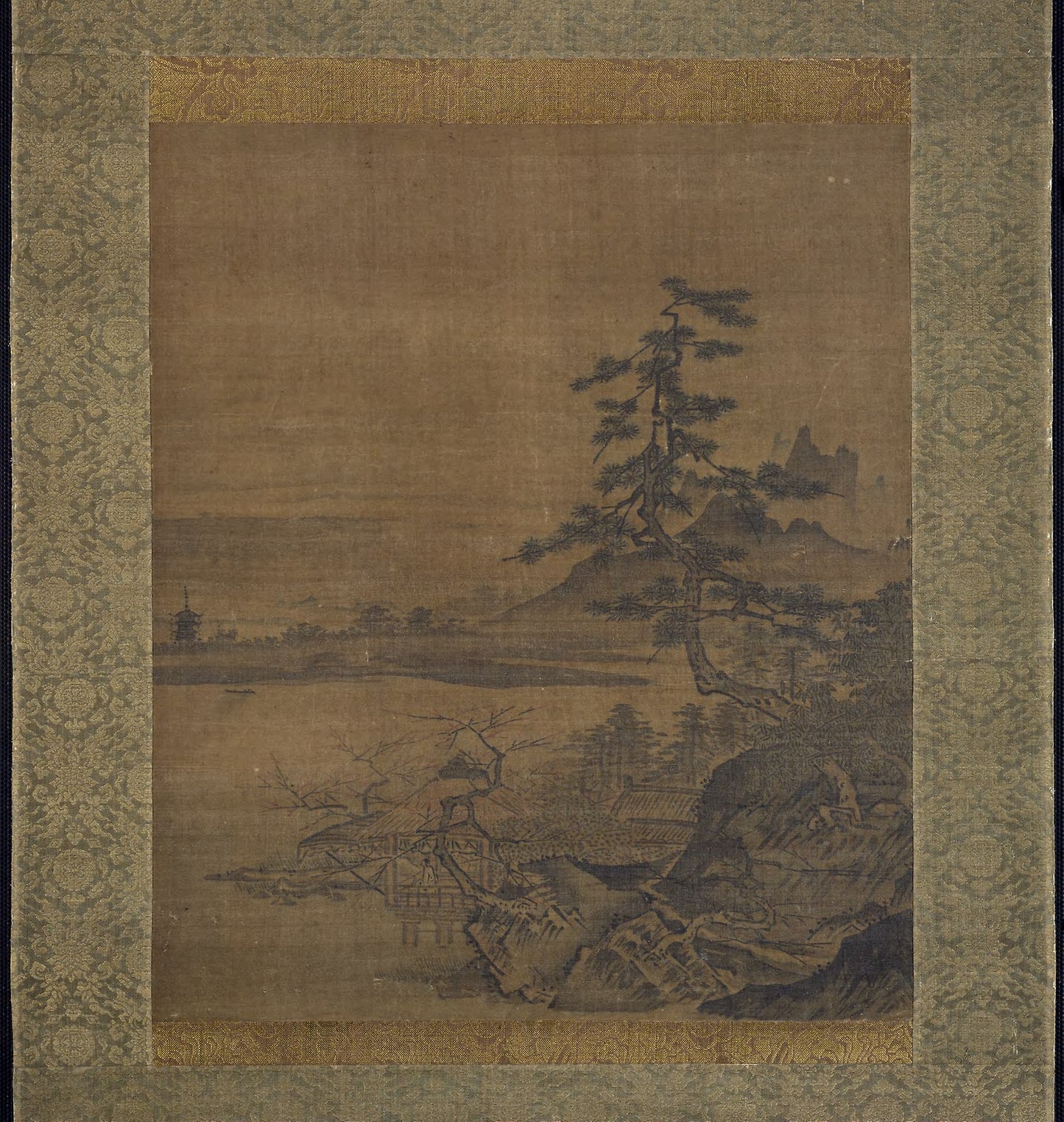 Spring View from a Thatched Pavilion on the Lakeshore - Attributed to Sesshu, Poster Print Wall Art