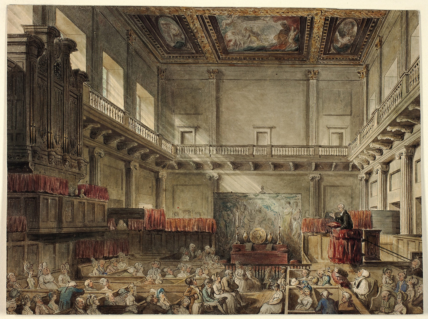 Study for Royal Chapel, Whitehall, in Micocosm of London - Augustus Charles Pugin (English, born France, 1762-1832), Poster Print Wall Art