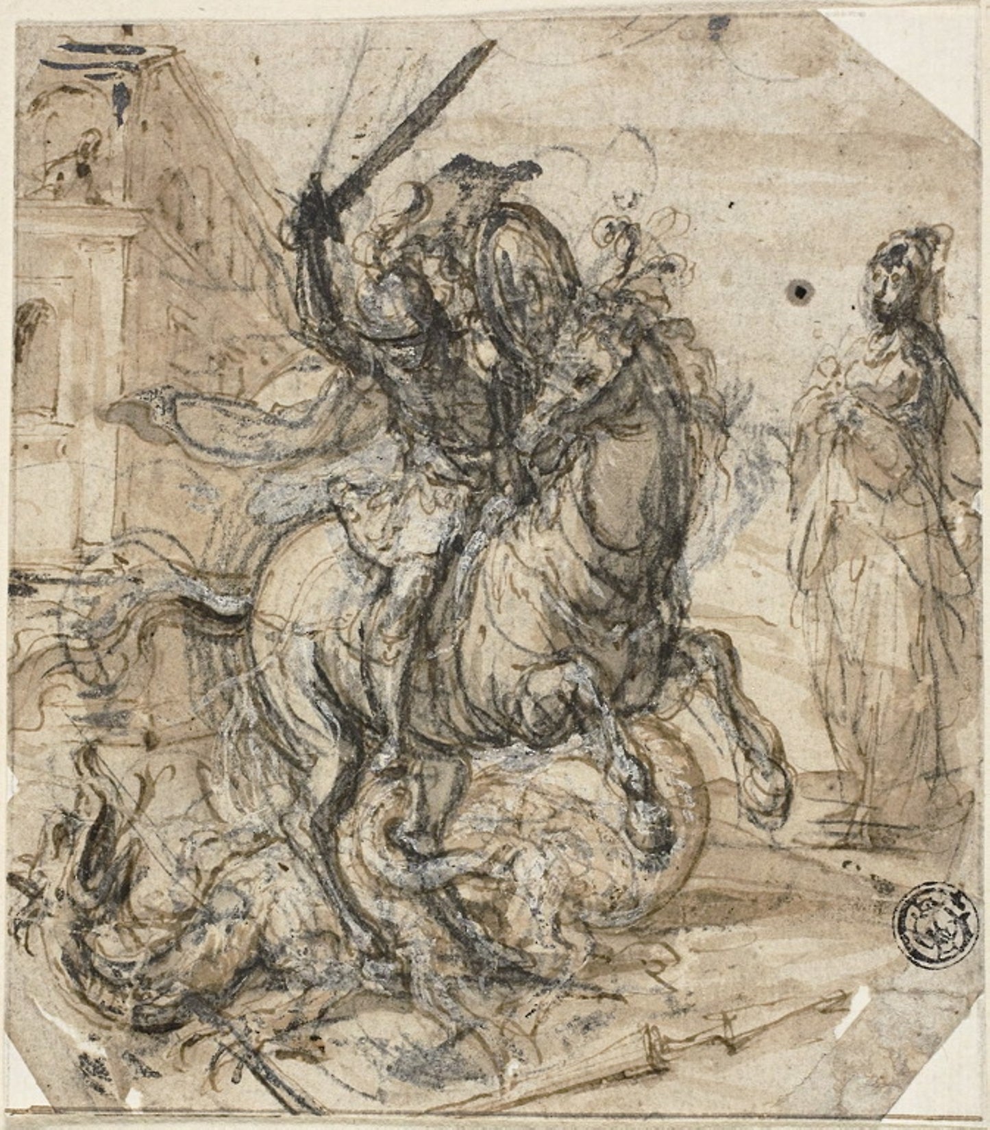 Saint George and the Dragon - Attributed to Carlo Urbino, Poster Print Wall Art