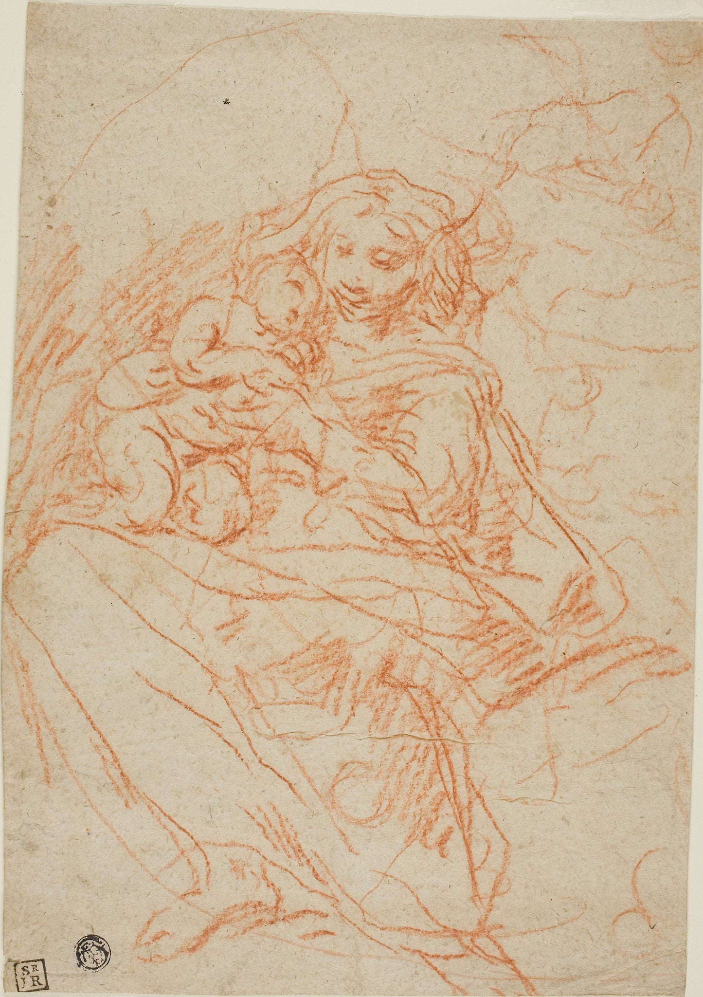 Virgin and Child (recto); Portion of Altarpiece Sketch (verso) - Attributed to Flaminio Torre, Poster Print Wall Art