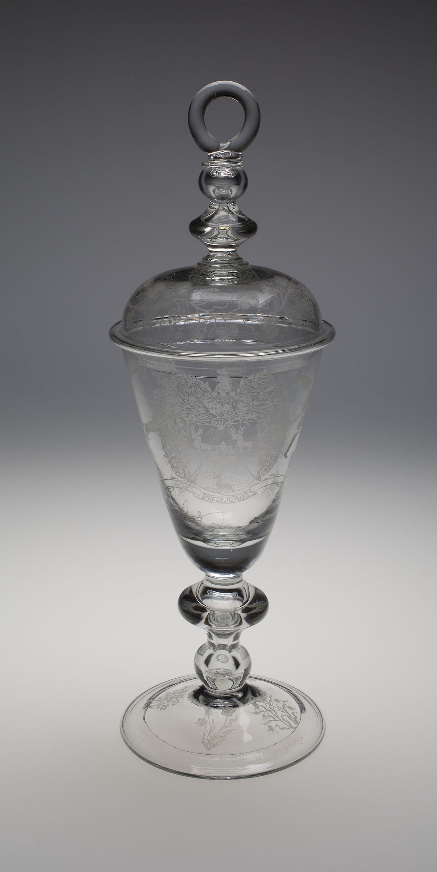 Covered Diamond-Engraved Armorial Marriage Goblet - England, Poster Print Wall Art