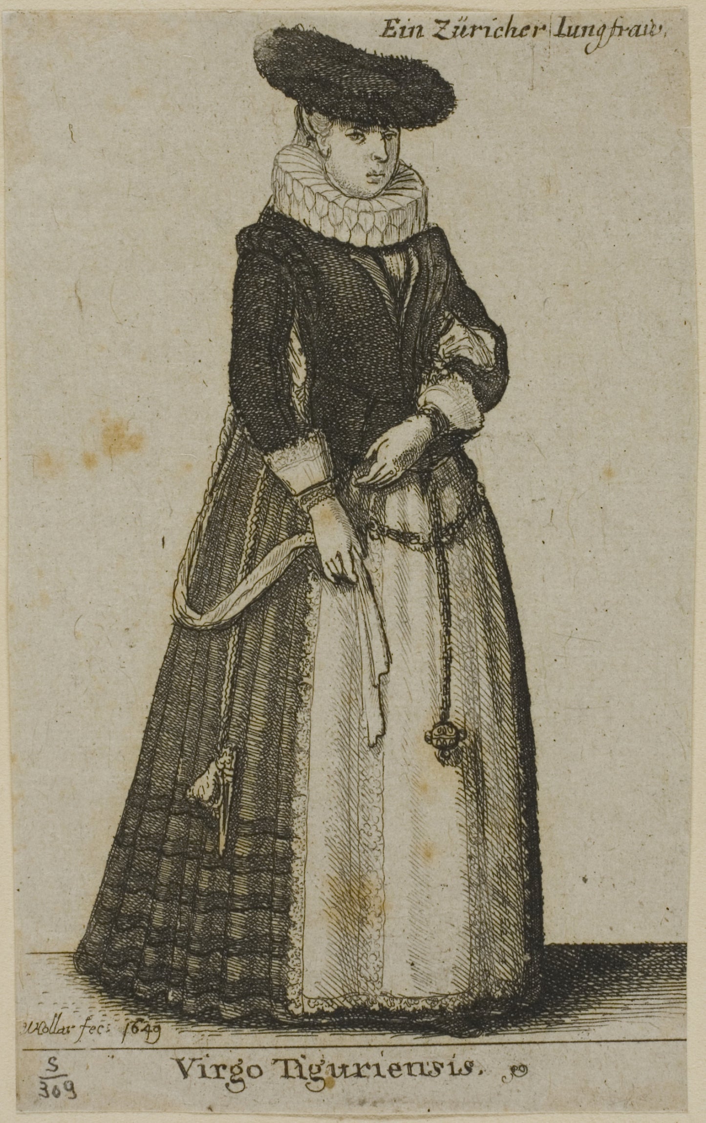 Young Zurich Woman - Wenceslaus Hollar, Poster Print Wall Art