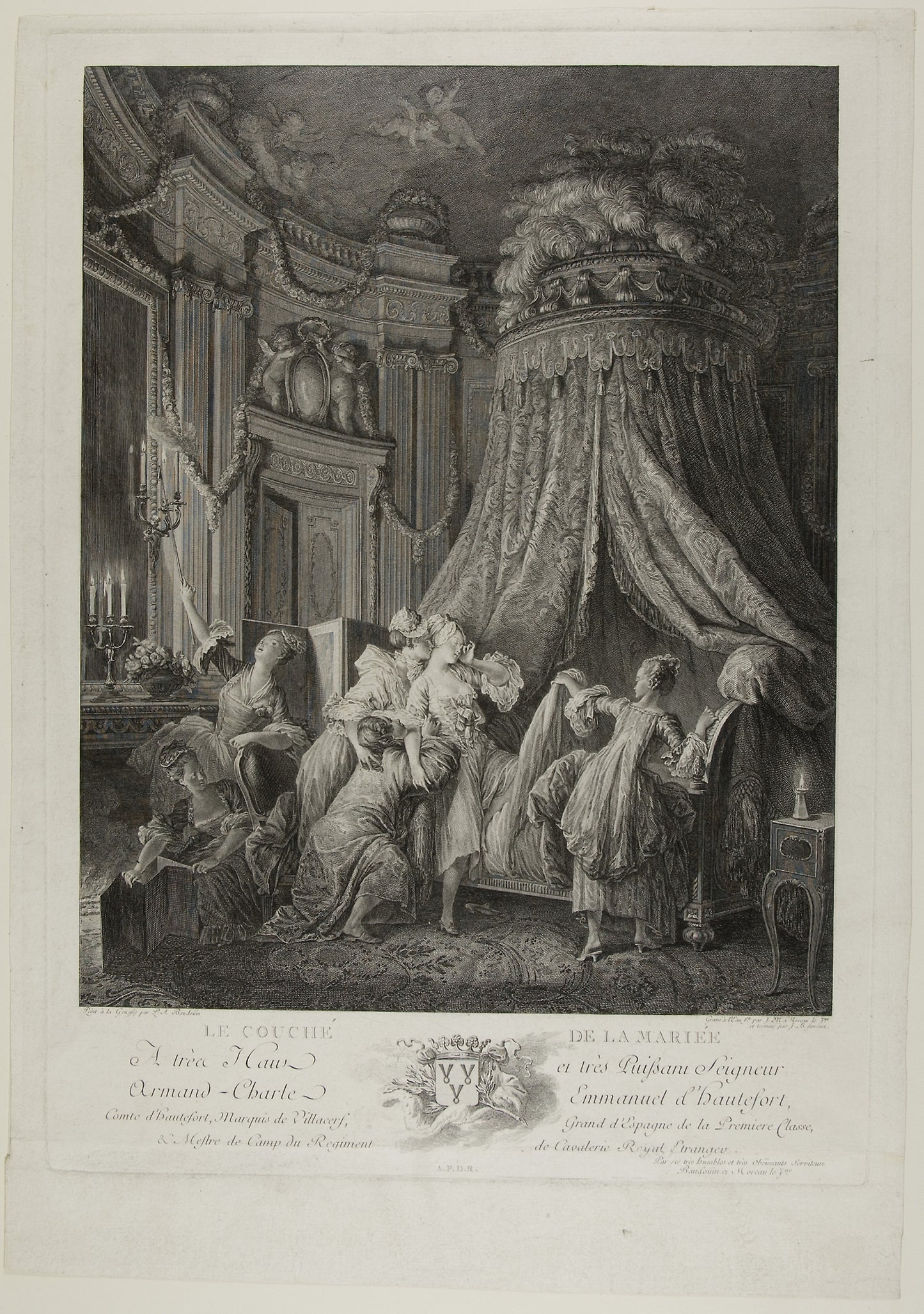 Le Coucher de la Mariee - Jean Michel Moreau (French, 1741-1814), Poster Print Wall Art