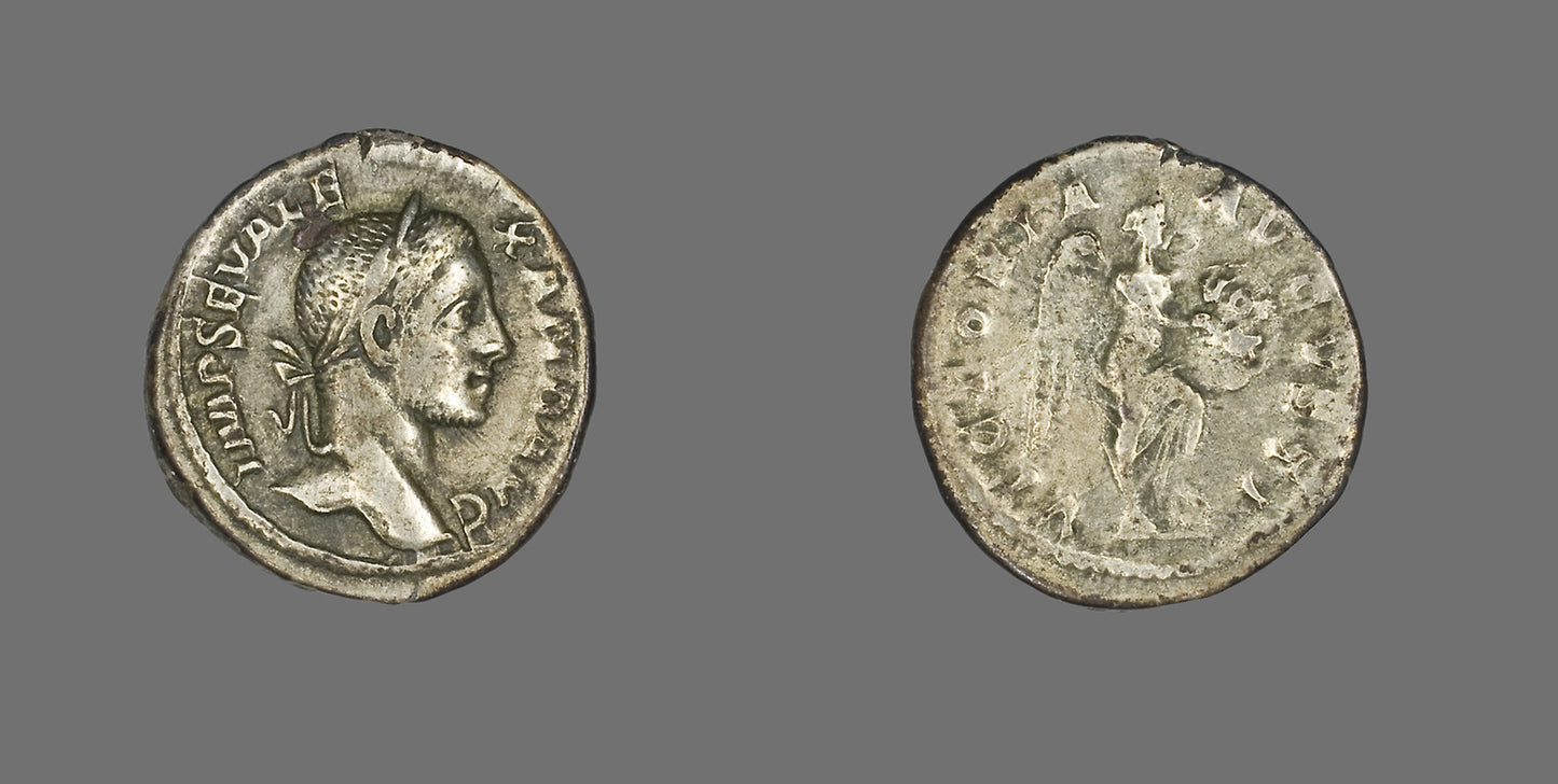 Denarius (Coin) Portraying Emperor Severus Alexander - Roman, minted in Rome, Poster Print Wall Art