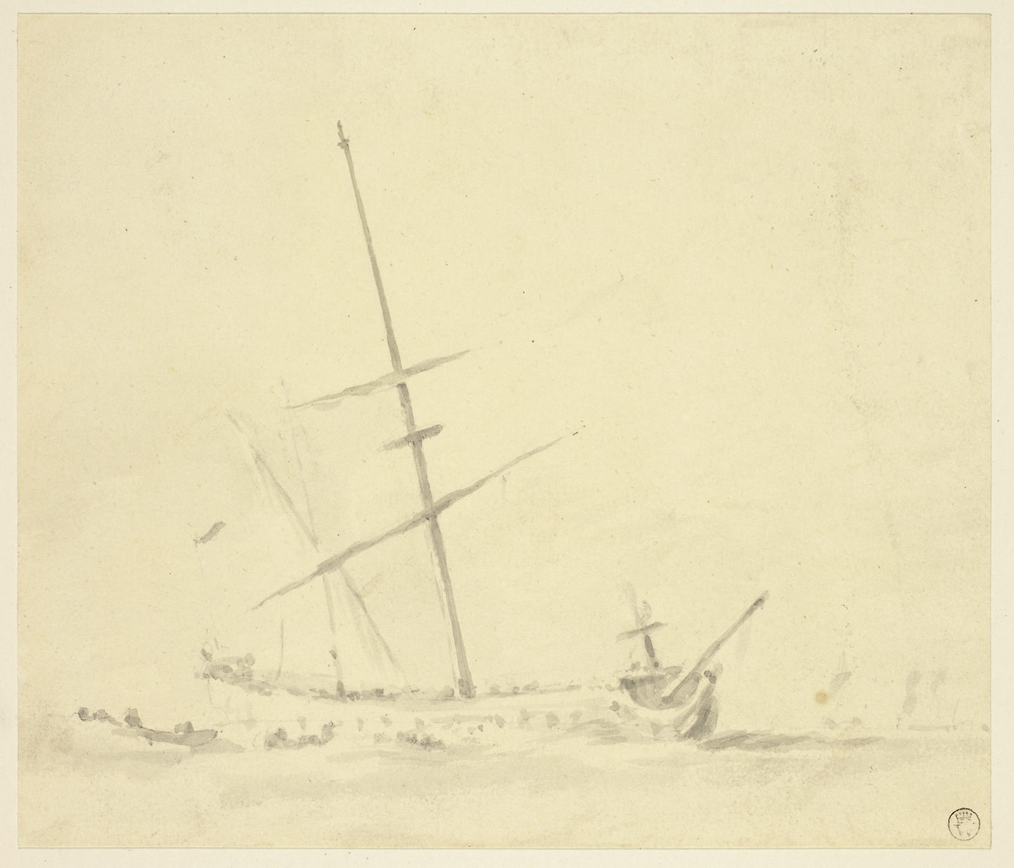 Row Boats near a Ship - Attributed to Willem van de Velde, II, Poster Print Wall Art