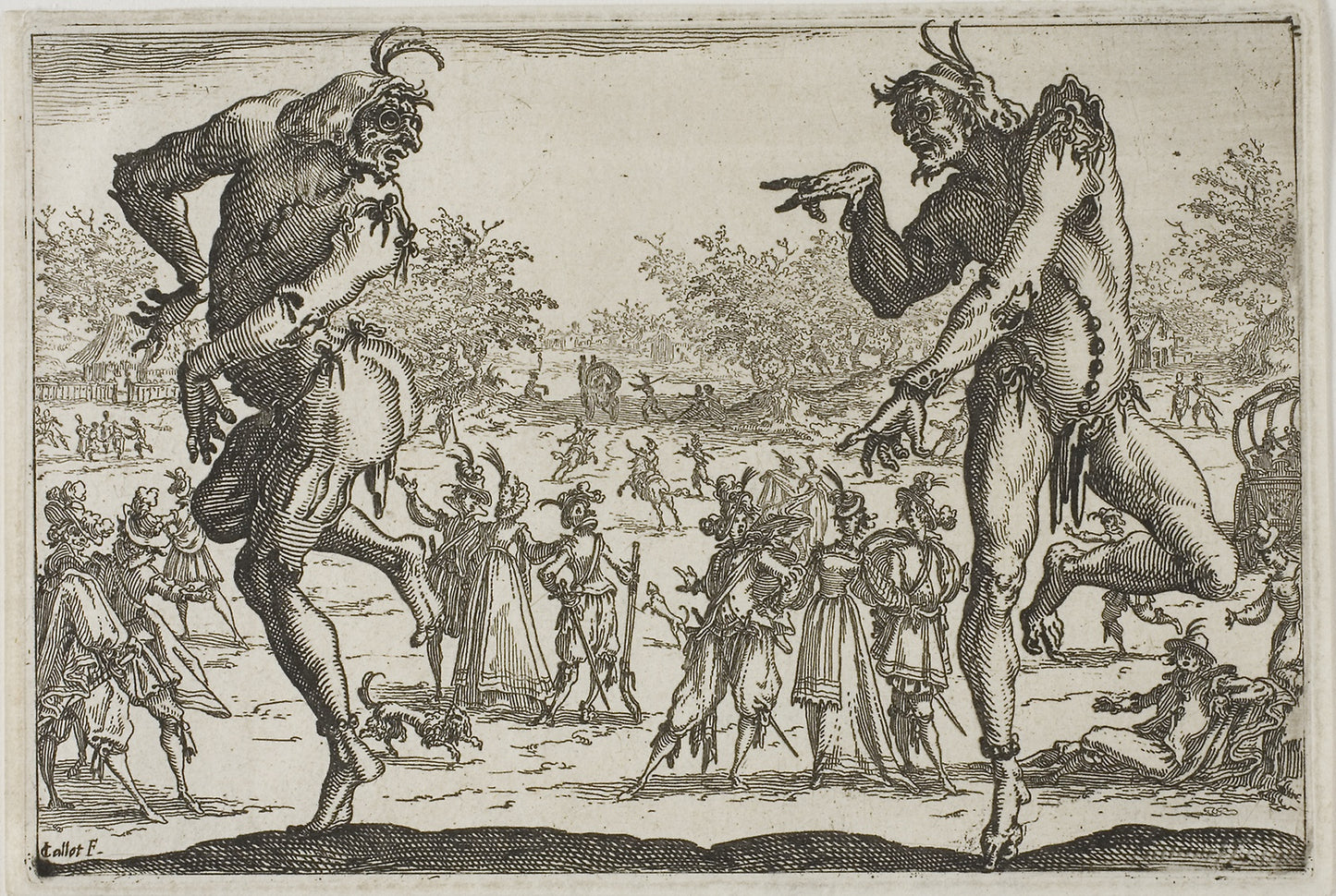 The Two Pantaloons - Jacques Callot, Poster Print Wall Art