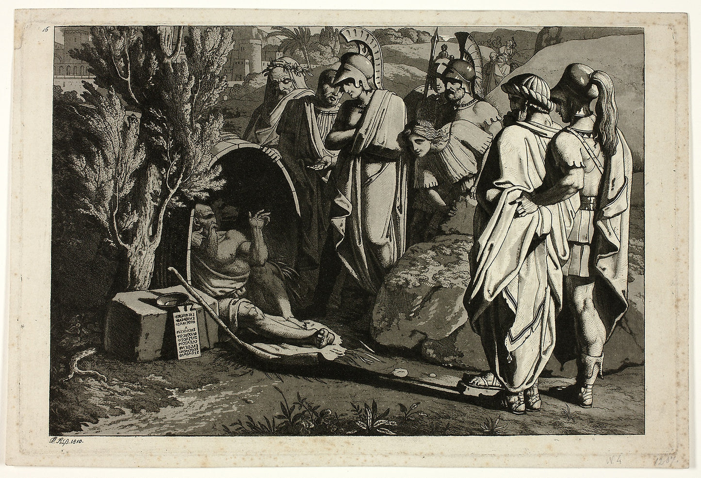 Diogenes in His Tub with Alexande and His Generals - Carl Russ, Poster Print Wall Art