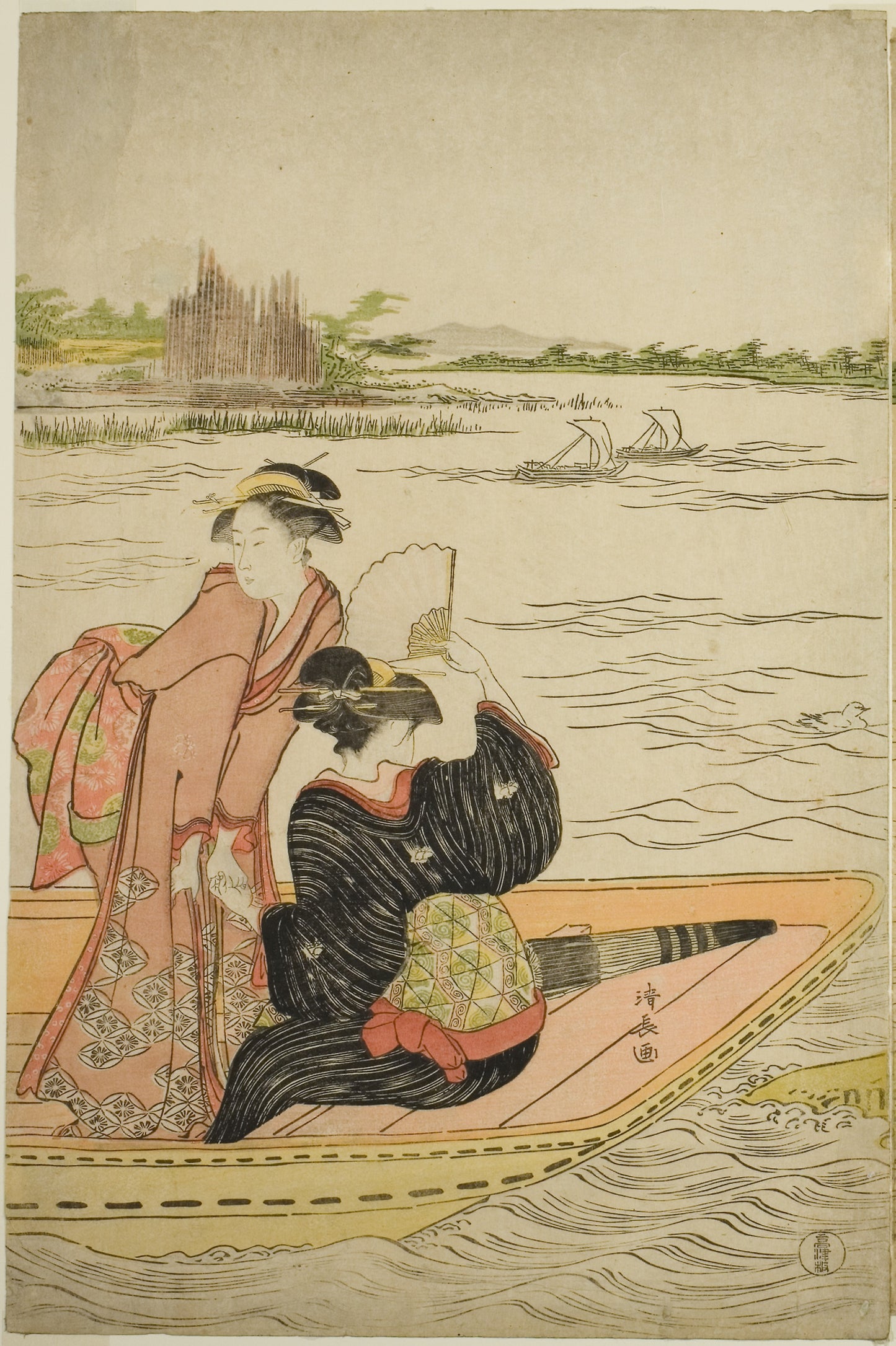 A Ferry on the Sumida River - Torii Kiyonaga, Poster Print Wall Art