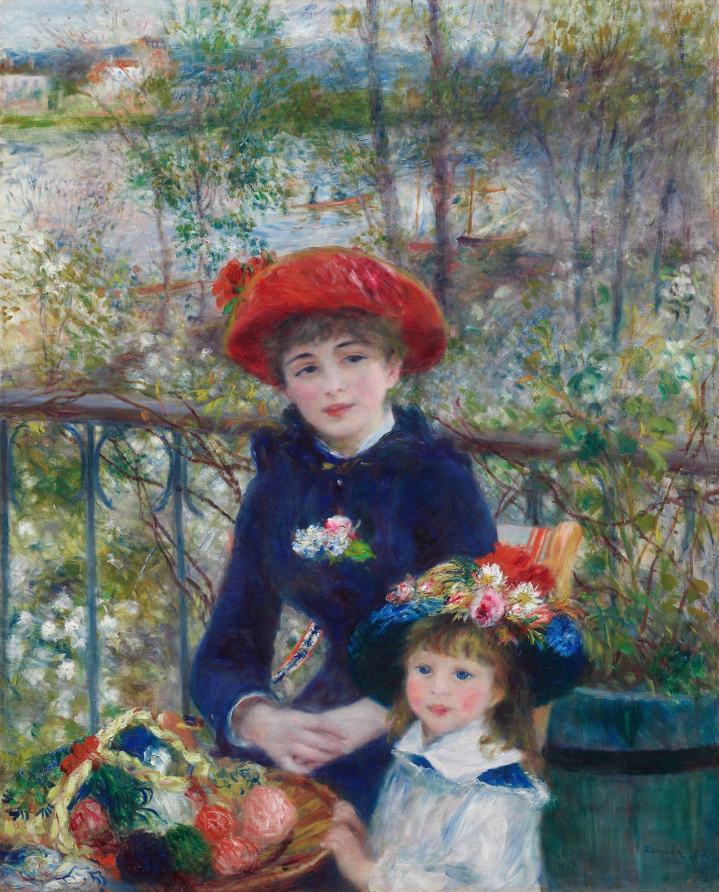 Two Sisters (On the Terrace): Pierre-Auguste Renoir,16x12"(A3) Poster