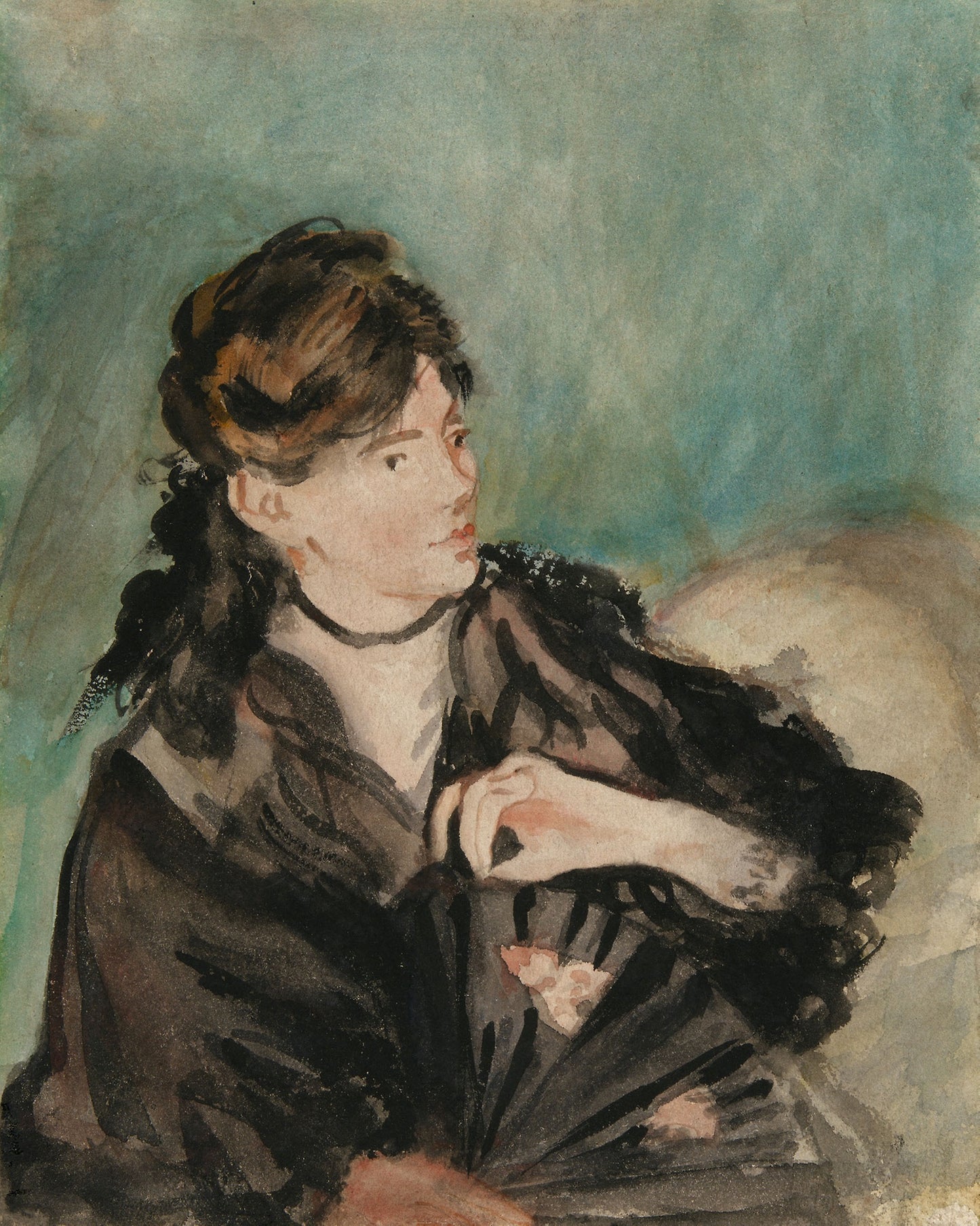Portrait of Berthe Morisot with a Fan - Édouard Manet, Poster Print Wall Art