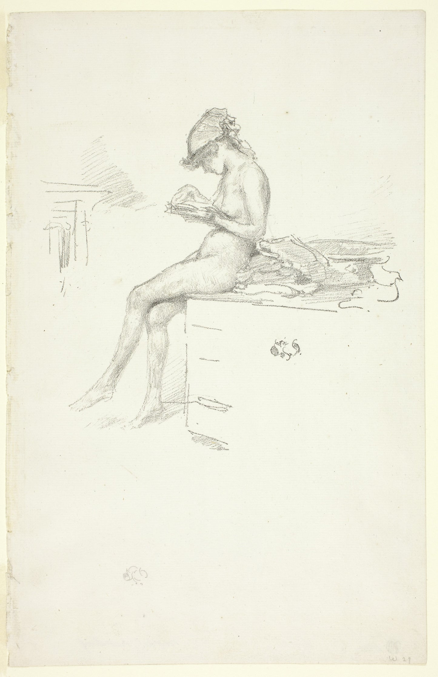 The Little Nude Model, Reading - James McNeill Whistler, Poster Print Wall Art