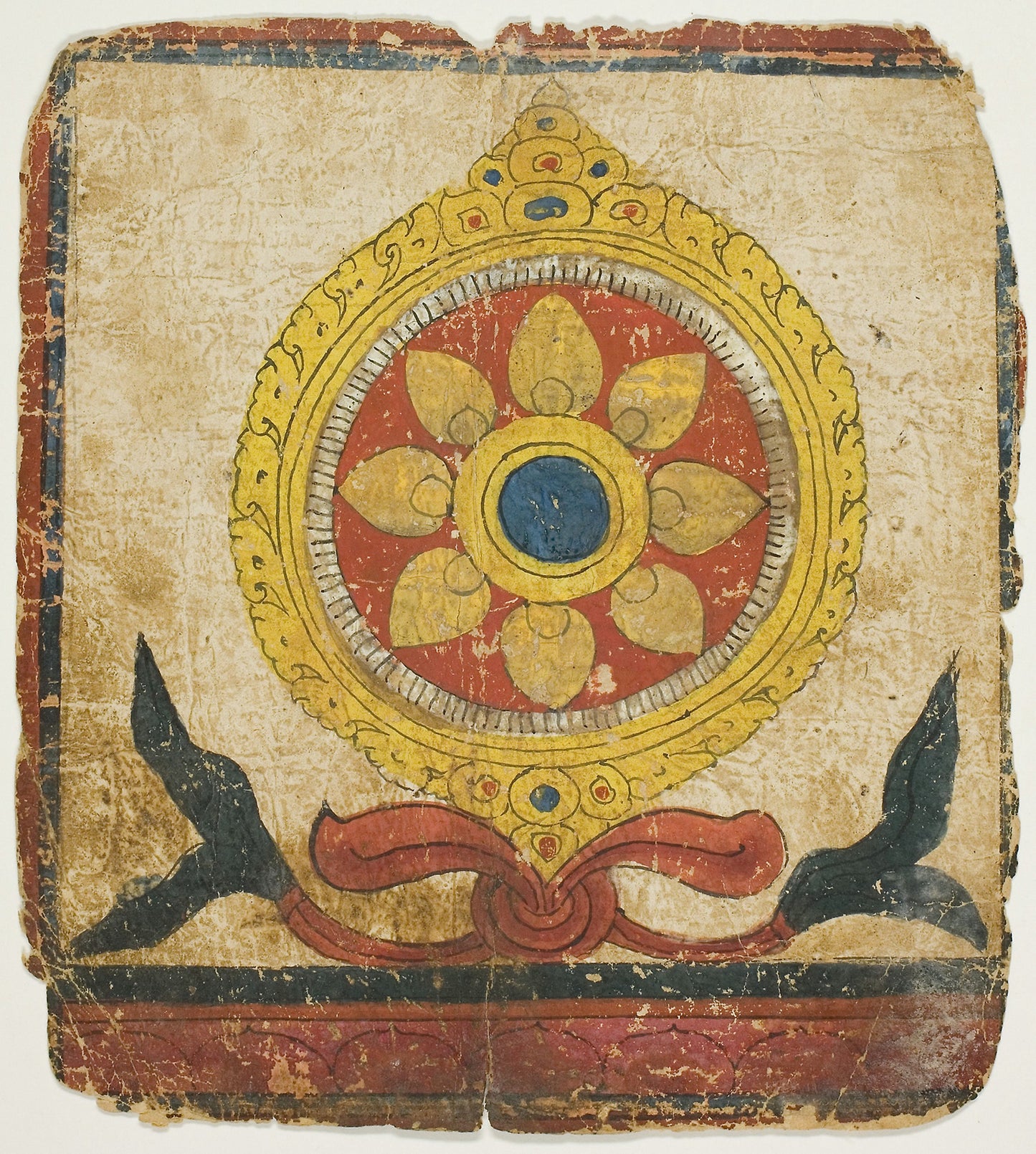 The Wheel of Law (Dharmachakra), from a Set of Initiation Cards (Tsakali) - Tibet, Poster Print Wall Art